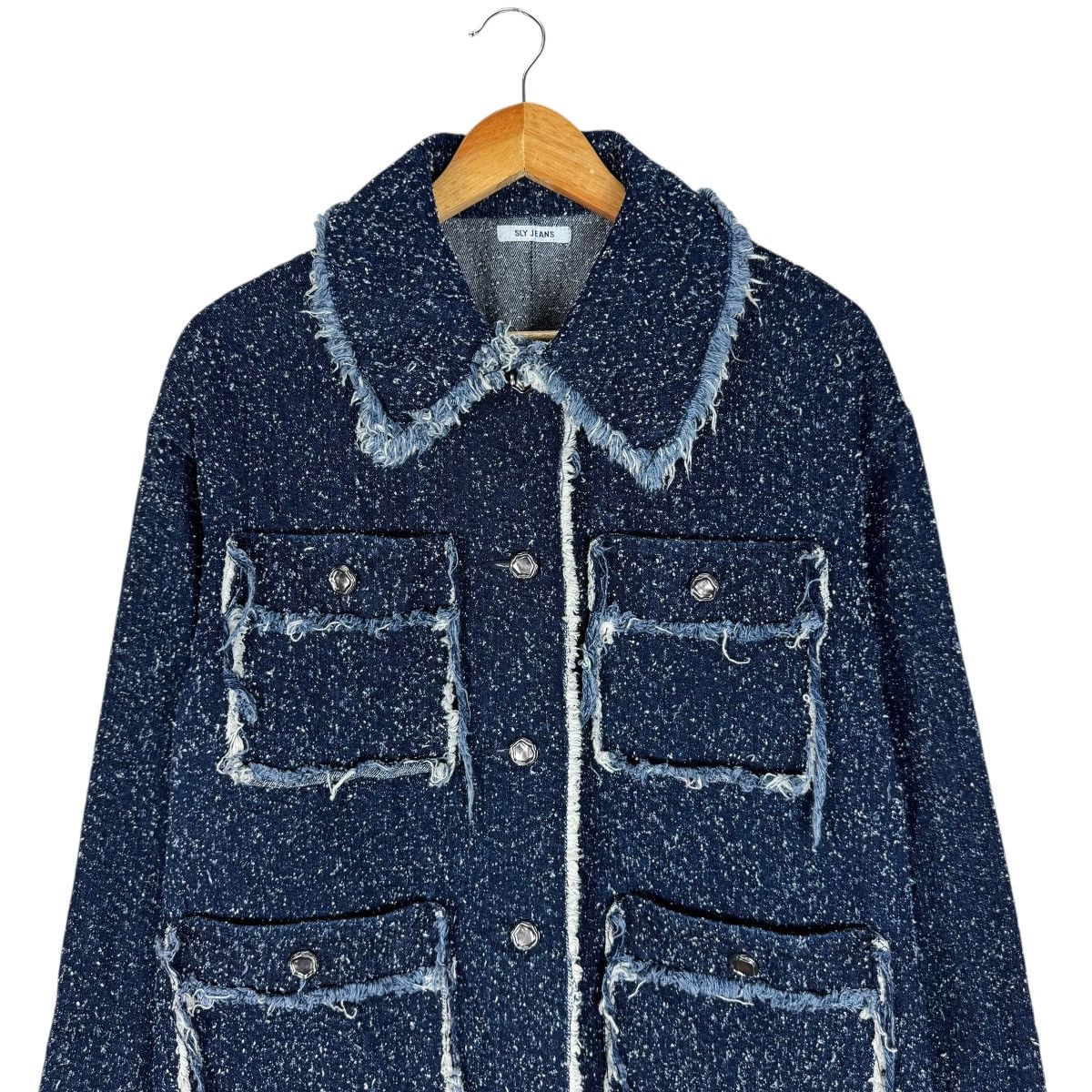 SLY ☀️SLY JEANS STYLE DISTRESS TWEED JACKET LIKE CHANEL Size L / US 10 / IT 46 - 3 Thumbnail