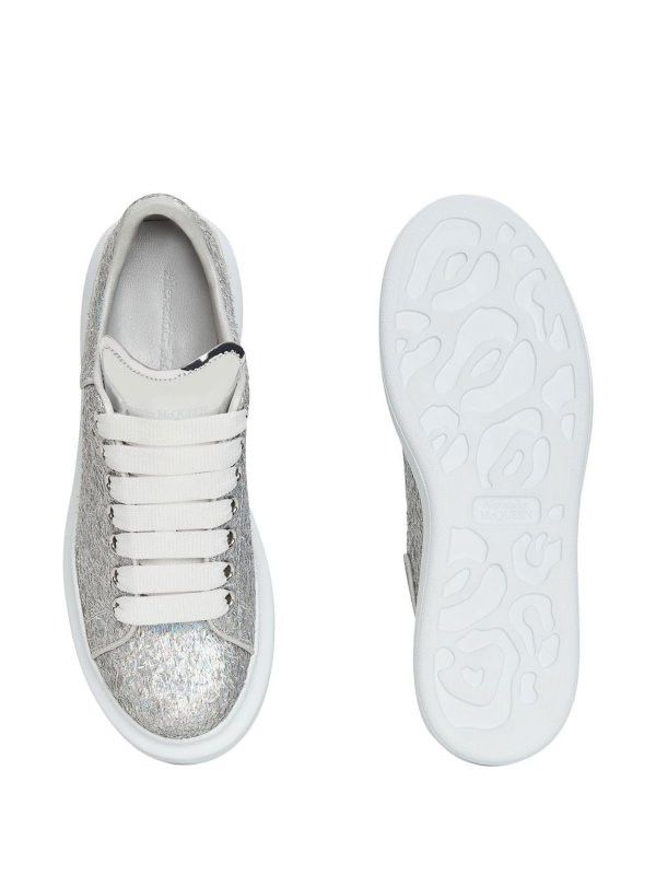 Alexander McQueen o1w1db10925 Glitter Oversized Sneaker in Silver Size US 7.5 / IT 37.5 - 4 Thumbnail