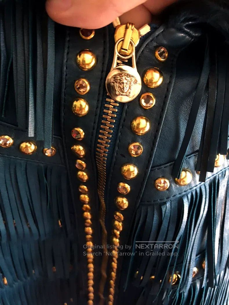 Versace Versace Fur collar tassel rivet leather jacket Size S / US 4 / IT 40 - 5 Thumbnail