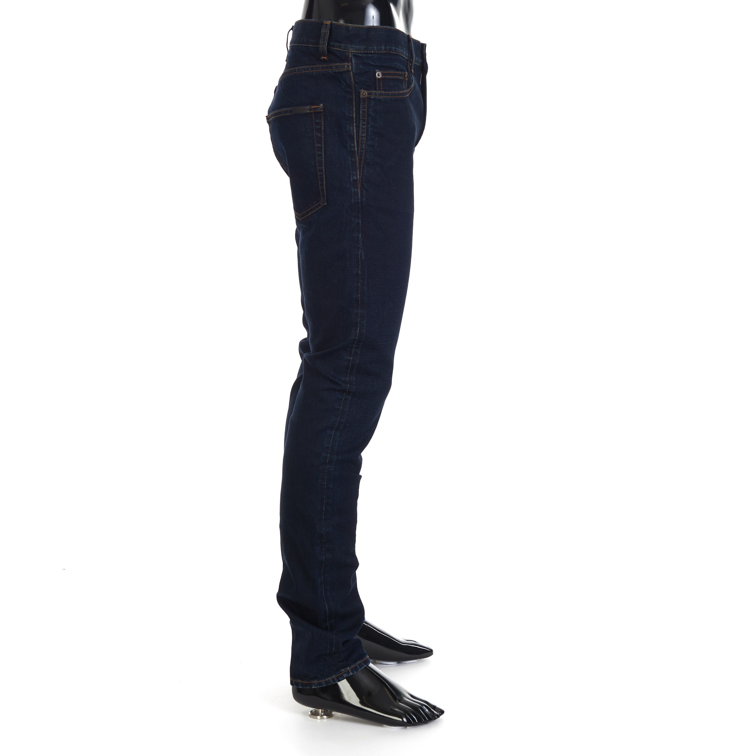 Saint Laurent Paris Dark Blue Stretch Cotton Jeans - Skinny-Fit, Low Waist Size US 29 - 7 Thumbnail