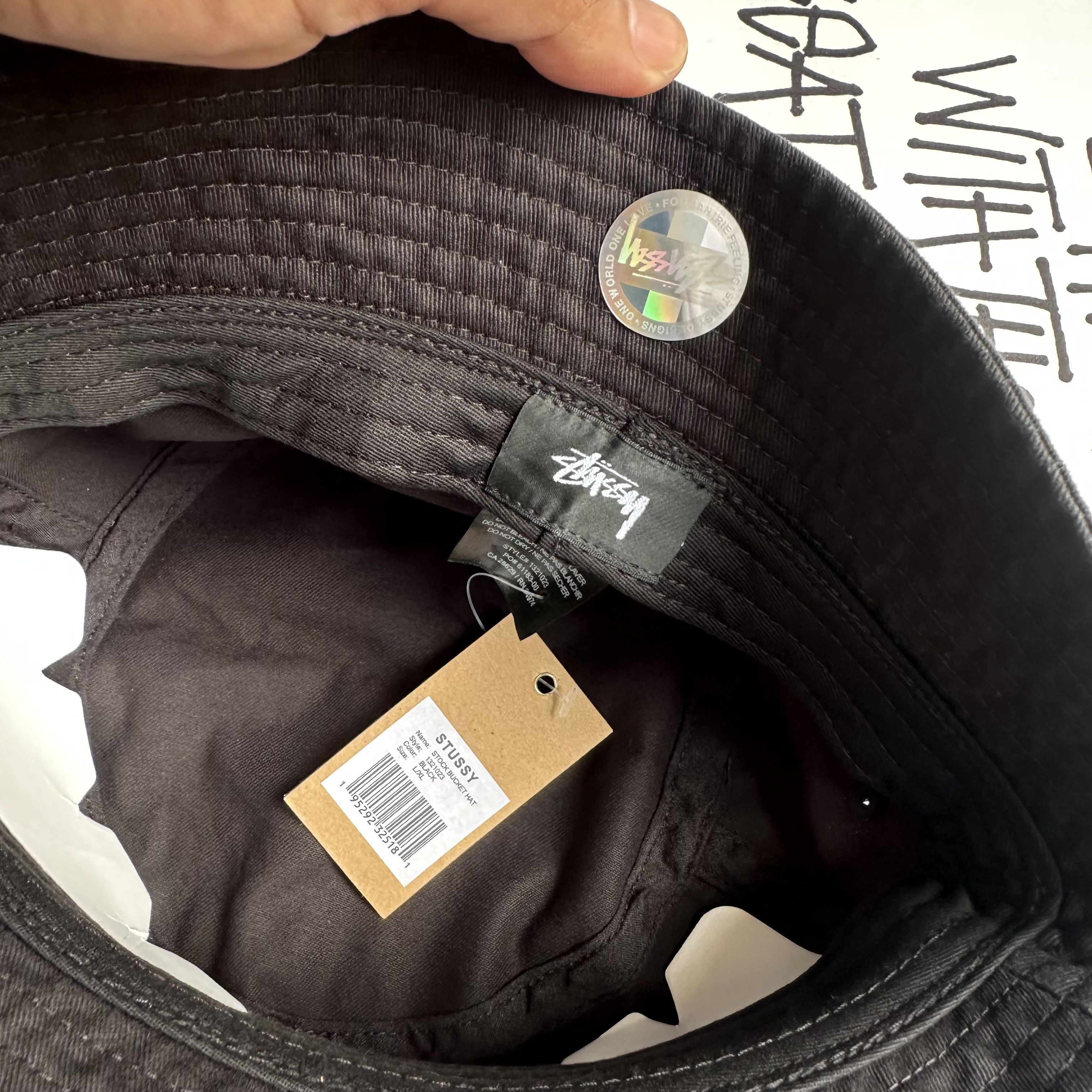 Stussy STUSSY STOCK BUCKET HAT BLACK L/XL Size ONE SIZE - 3 Thumbnail