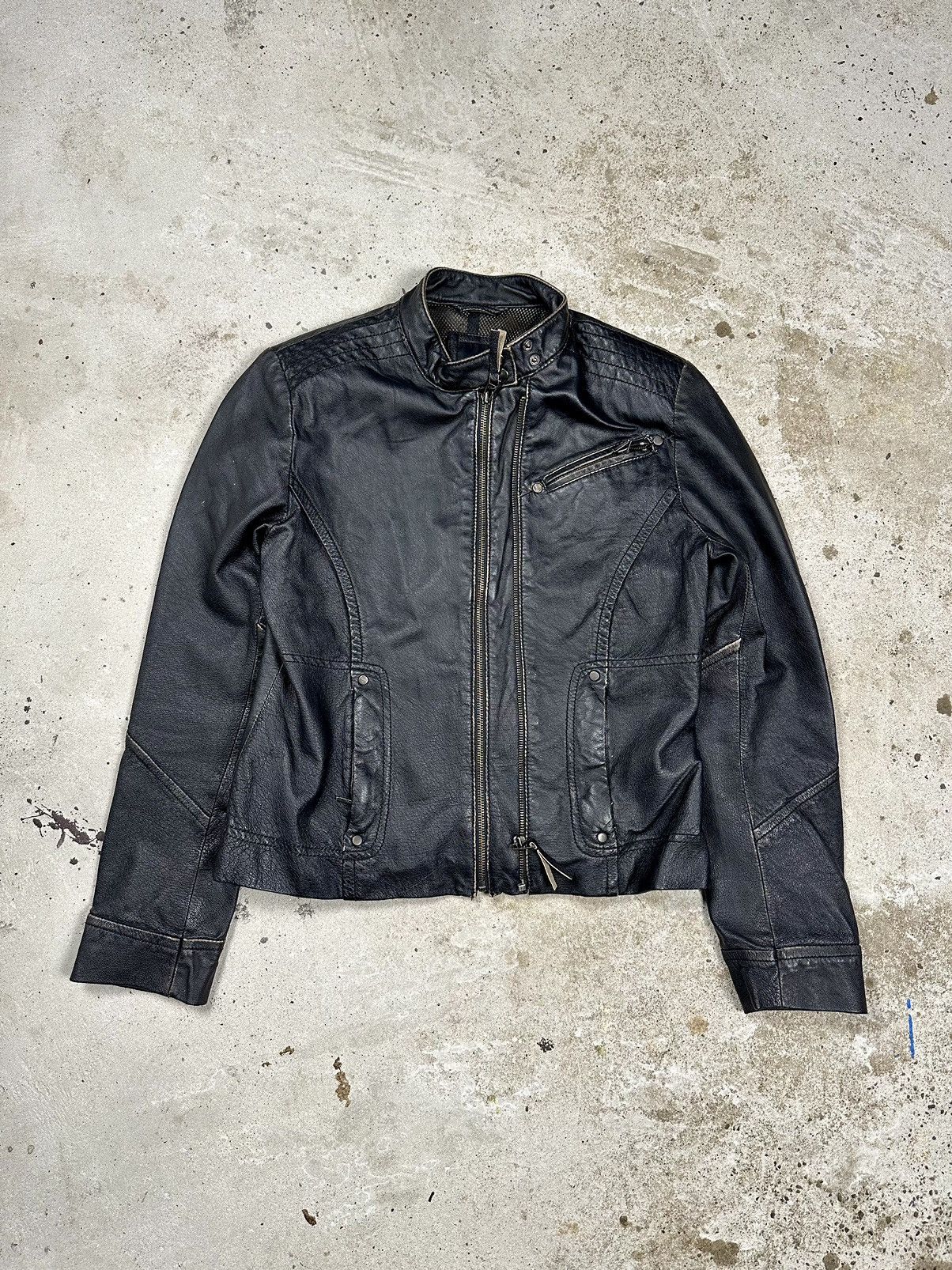 Vintage Vintage Y2K Moto Biker Black Leather Jacket Utility Size US S / EU 44-46 / 1 - 1 Thumbnail