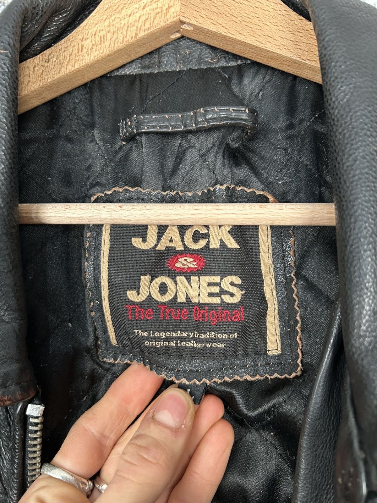 Genuine Leather Vintage Jack & Jones Leather Jacket Punk Grunge Rock Metal Size US L / EU 52-54 / 3 - 7 Thumbnail