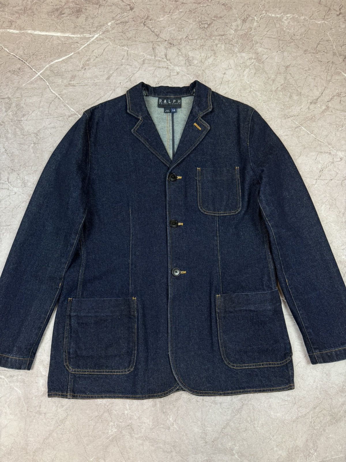 Polo Ralph Lauren Ralph Lauren Denim Blazer Dark Wash Vintage Workwear Style Size M / US 6-8 / IT 42-44 - 2 Thumbnail