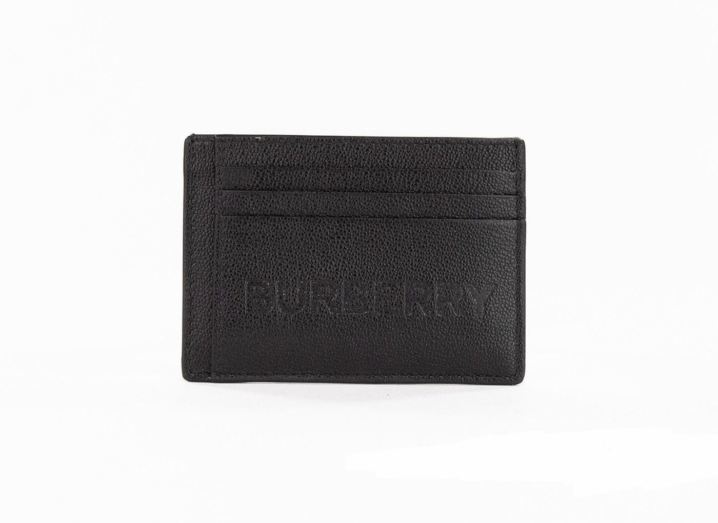 image of Burberry Chase Branded Embossed Logo Money Clip Card Case in Black, Men's