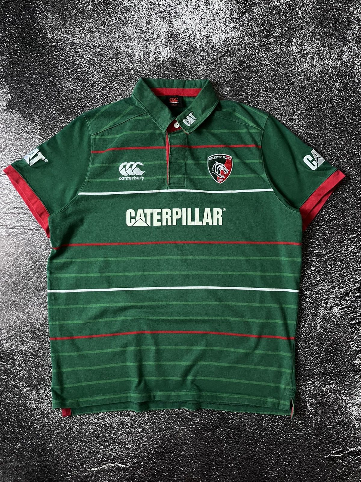 Canterbury of New Zealand Vintage Canterbury Leicester Tigers Caterpillar Rugby Polo Size US XXL / EU 58 / 5 - 1 Thumbnail