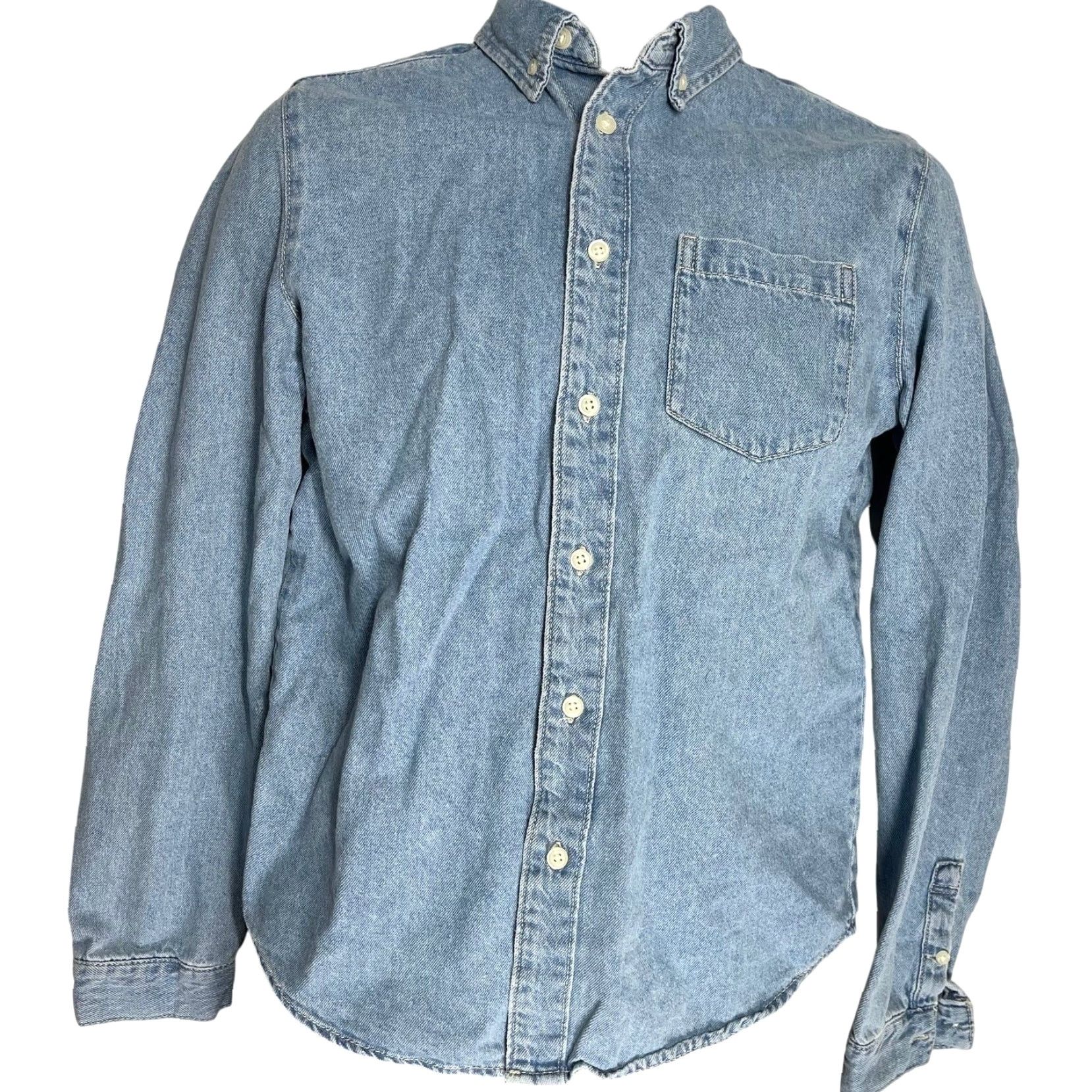 Zara ZARA Button-Up Shirt Mens S Blue Cotton Long Sleeve Button-Down Collar Minimalist Y2K Retro Pockets Casual Business Travel Size US S / EU 44-46 / 1 - 2 Thumbnail