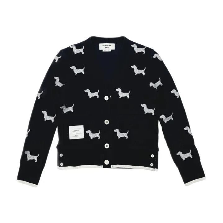 Thom Browne Dog Pattern Knit Cardigan