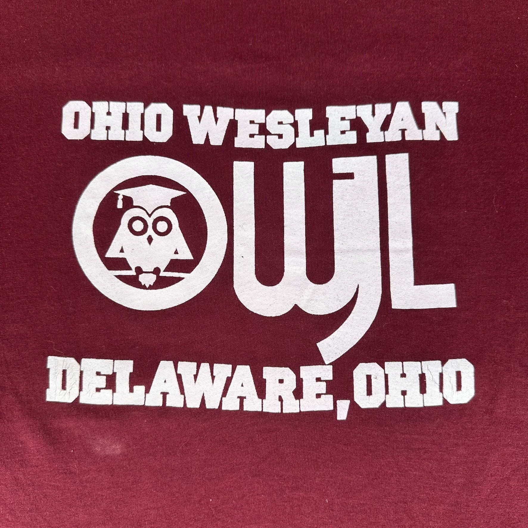 Vintage Vintage 80s OWU Ohio Wesleyan Owl T-Shirt Maroon Single Stit Size US M / EU 48-50 / 2 - 2 Thumbnail