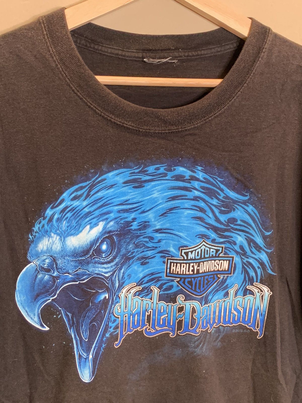 Designer × Harley Davidson *RARE* Harley Davidson Blue Flame Eagle Adirondack NY Shirt Size US XL / EU 56 / 4 - 3 Thumbnail