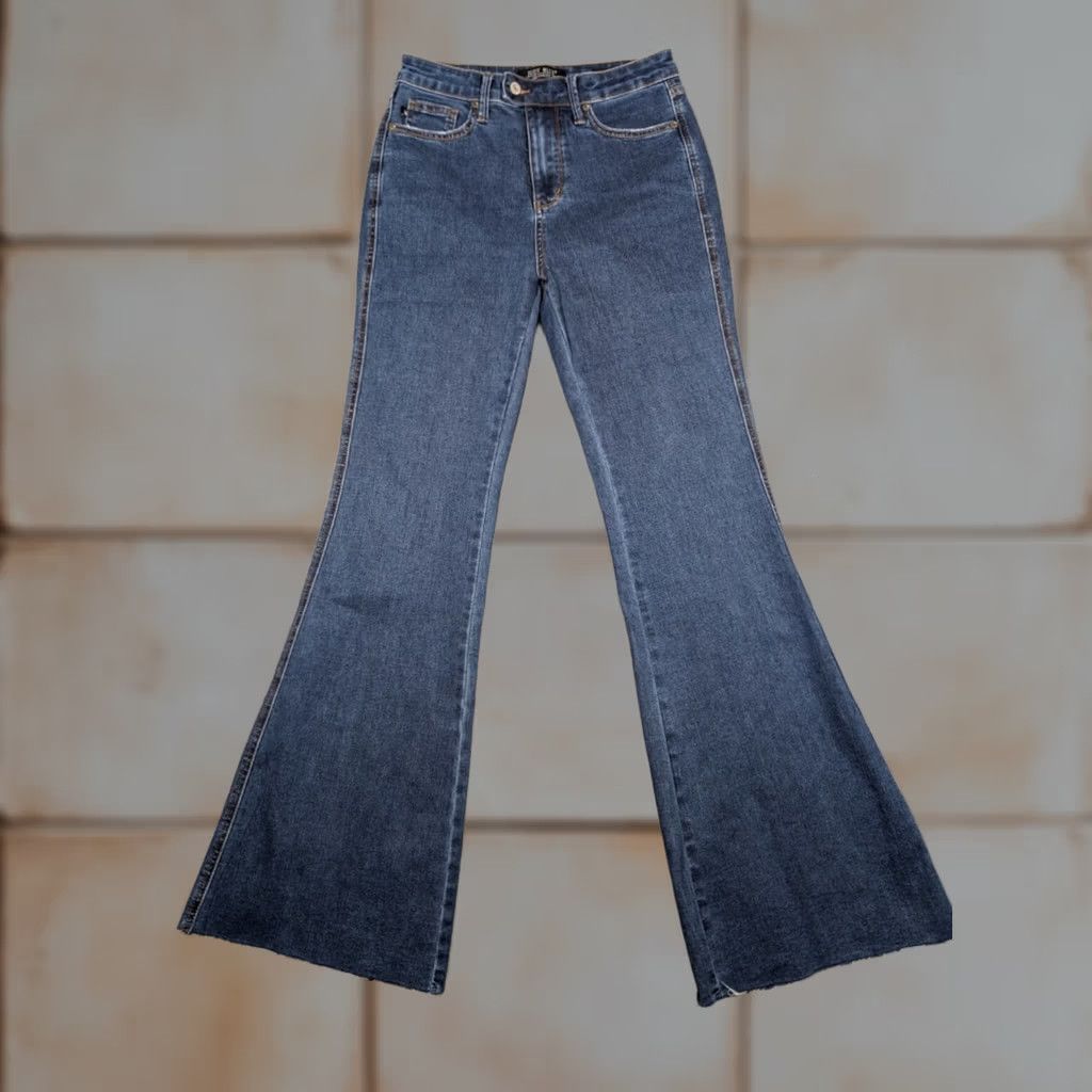 Vintage Judy Blue Jeans Women 7/28 Pull On Flare High Rise Stretch Denim 5-Pocket City Hippie Blue Size 28 Womens Size 28" / US 6 / IT 42 - 1 Thumbnail
