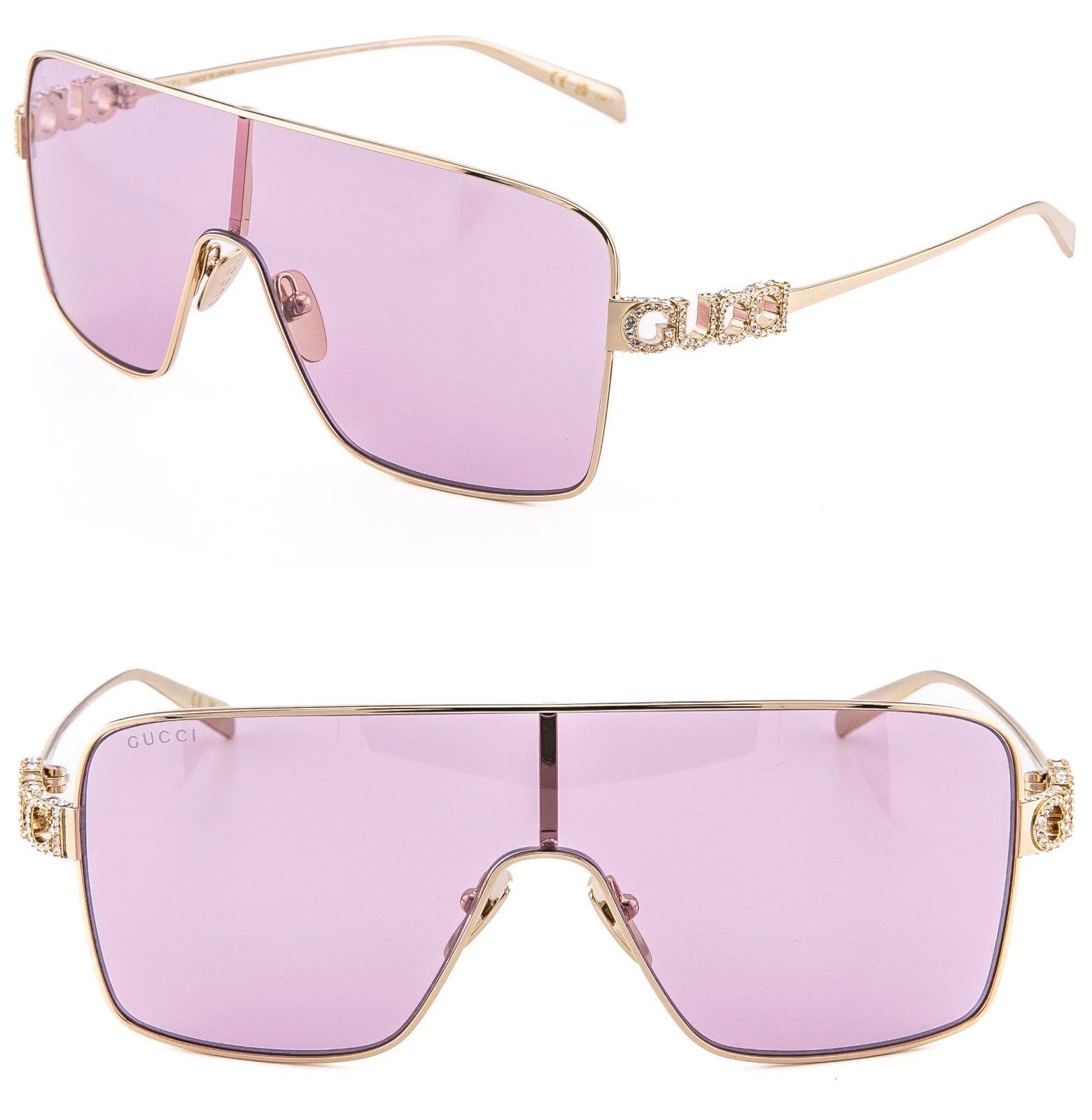 Gucci GUCCI 1936 Gg1936S Gold Pink Crystal Logo Unisex Metal 005 Size ONE SIZE - 1 Thumbnail