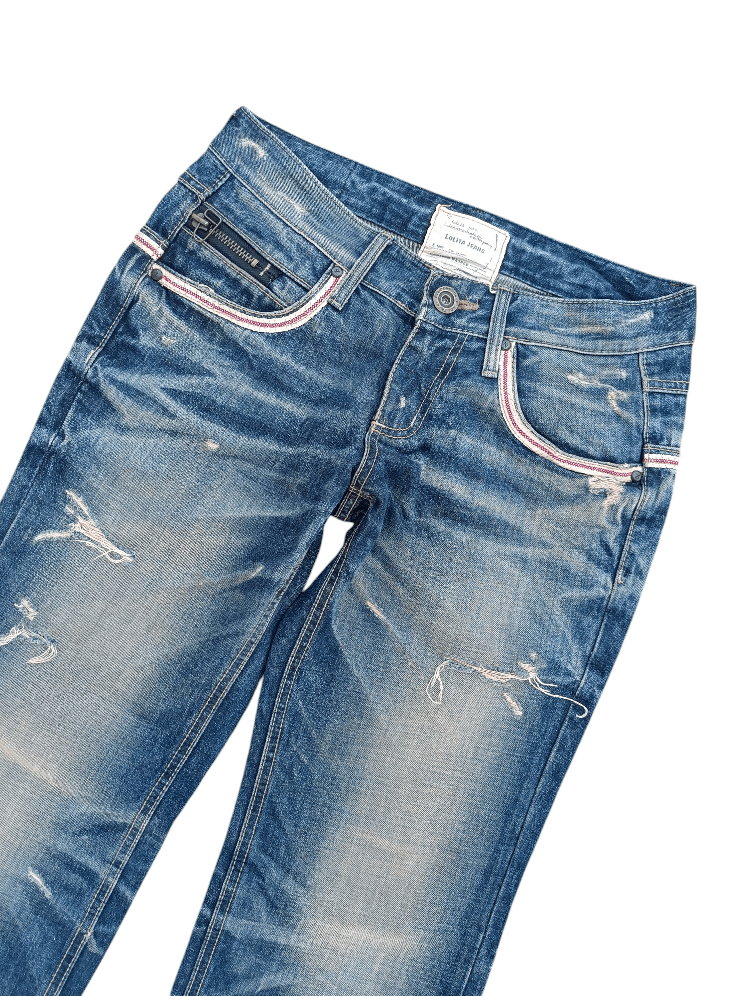 Designer FLARED💥 LOLITA JEANS DISTRESSED WHISKERS DENIM Size US 32 / EU 48 - 6 Thumbnail