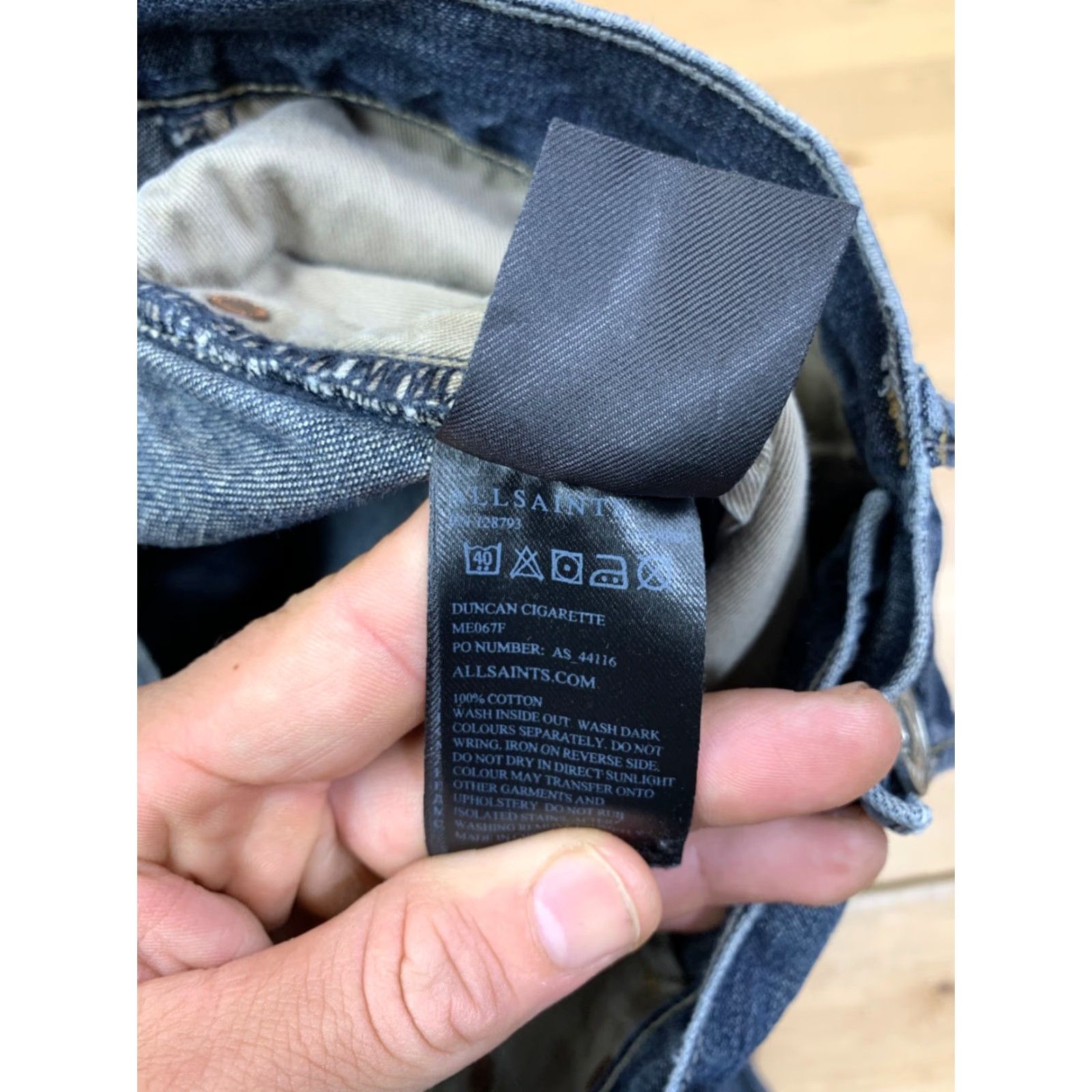 Allsaints AllSaints Cigarette Jeans Mens 30x27 Blue Casual Straight Regular 12301 Size US 30 / EU 46 - 3 Thumbnail