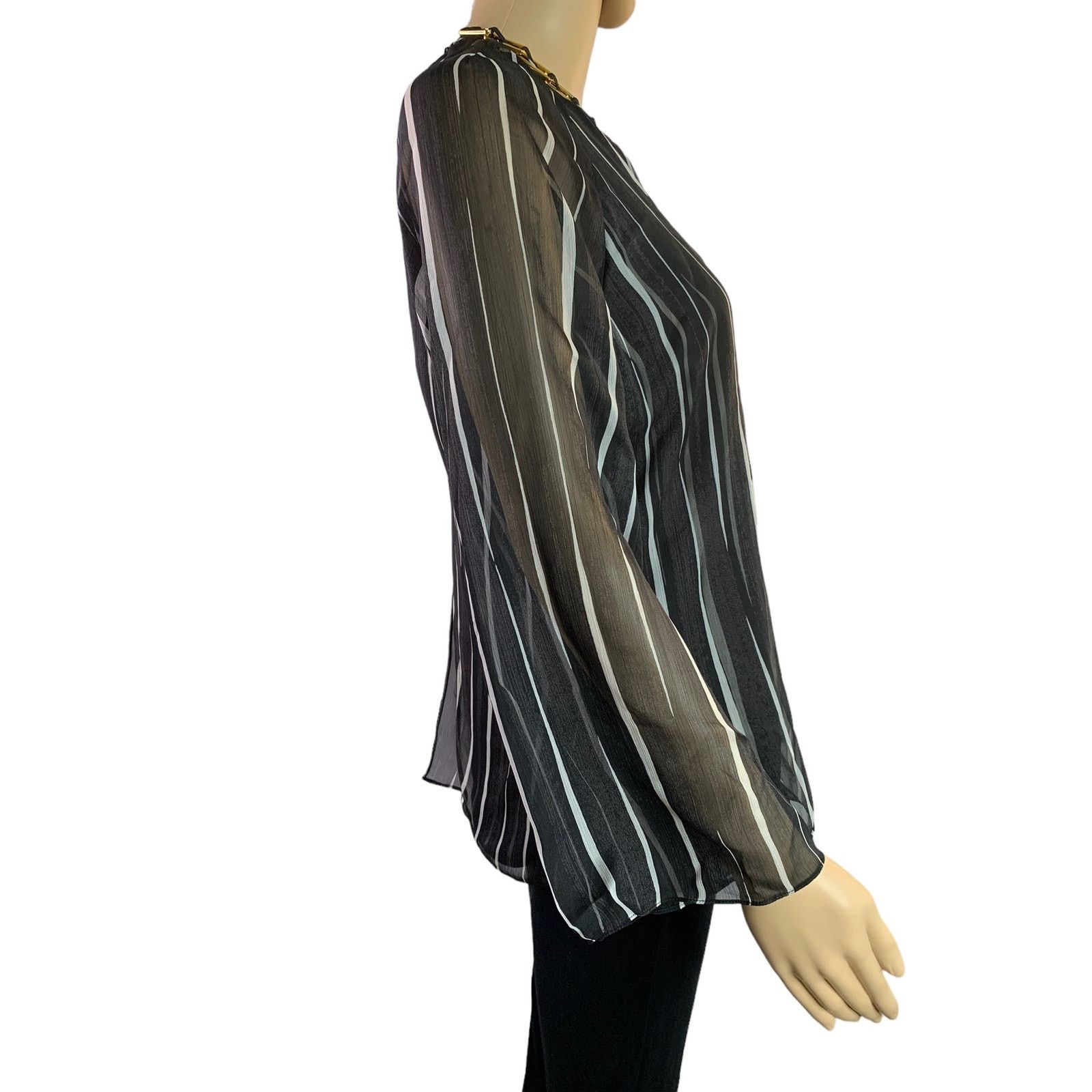 Halston Haltson Womens Sz 6 Top Gold Choker Layered Bell Sleeves Size S / US 4 / IT 40 - 7 Thumbnail
