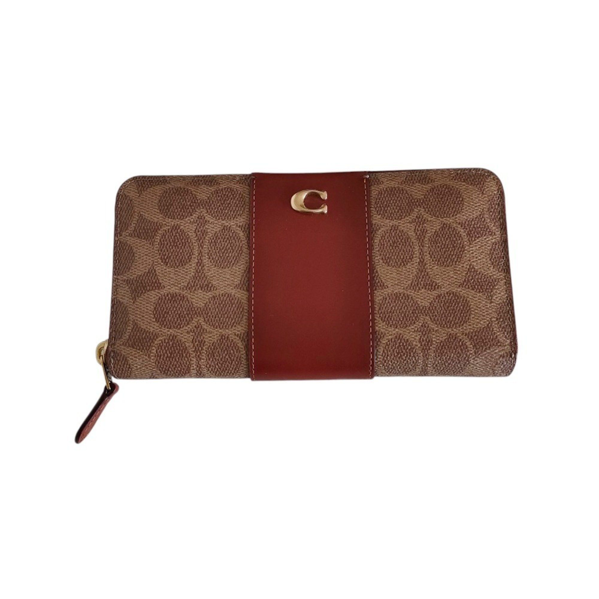 Coach COACH Accordion Zip Wallet Color Block Signature Canvas Long CC490 Brown Women's Size ONE SIZE - 1 Thumbnail
