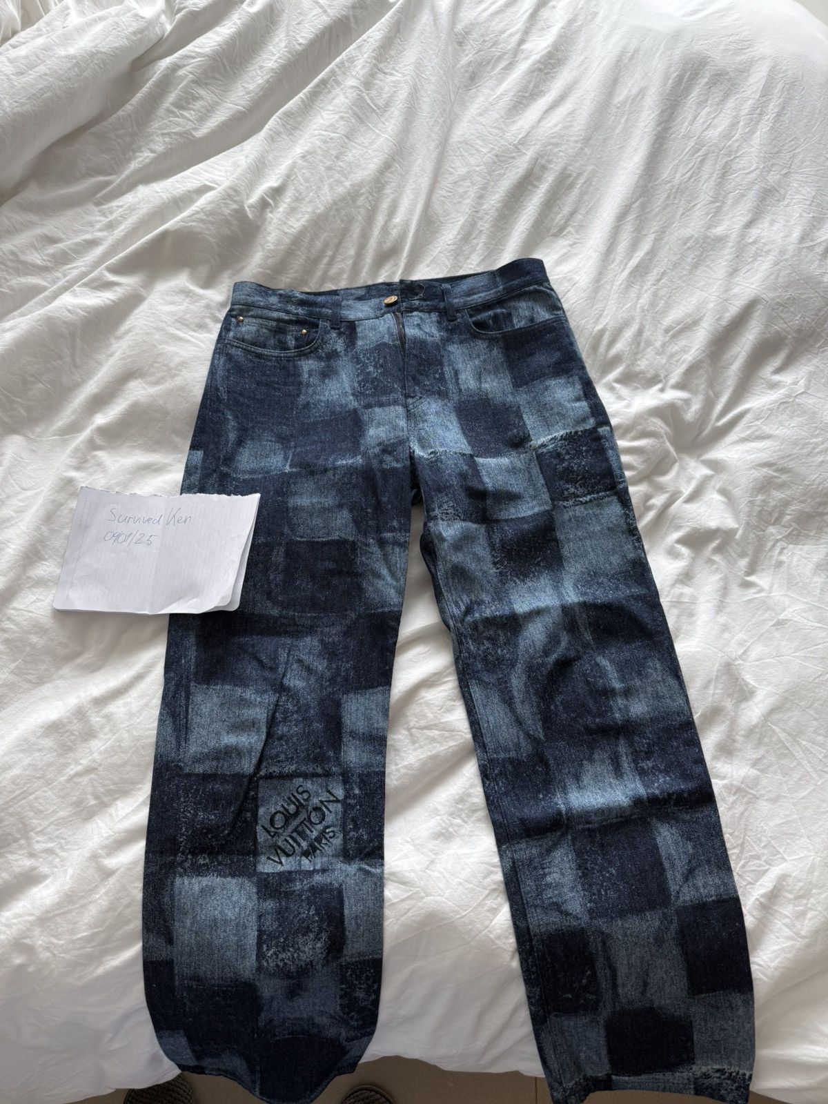 Louis Vuitton Louis Vuitton Damier Denim Print Jeans Size US 31 - 16 Thumbnail