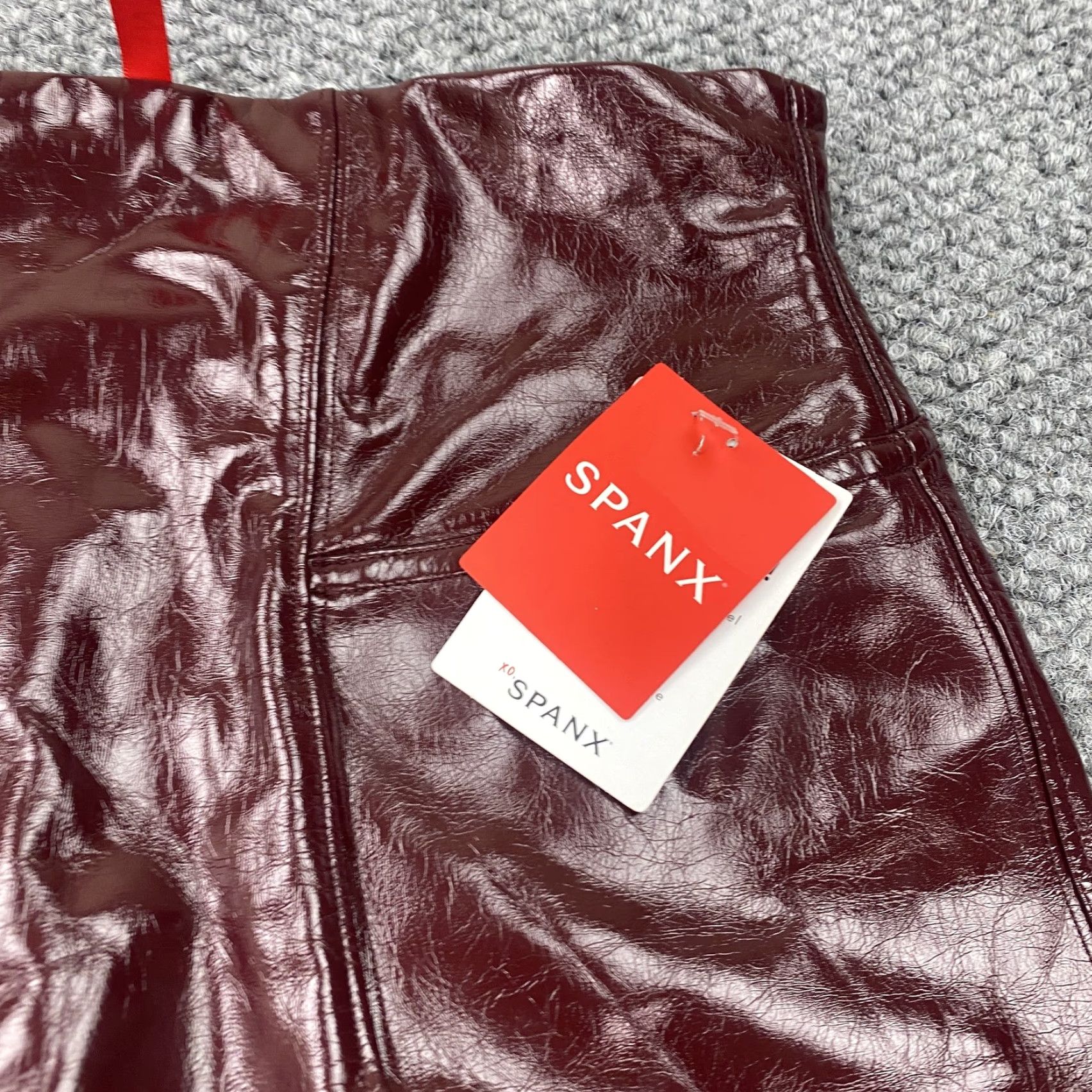 Spanx Spanx Faux Patent Leather Leggings Womens Small Ruby High Rise Shiny Red Pants Size 28" / US 6 / IT 42 - 4 Thumbnail