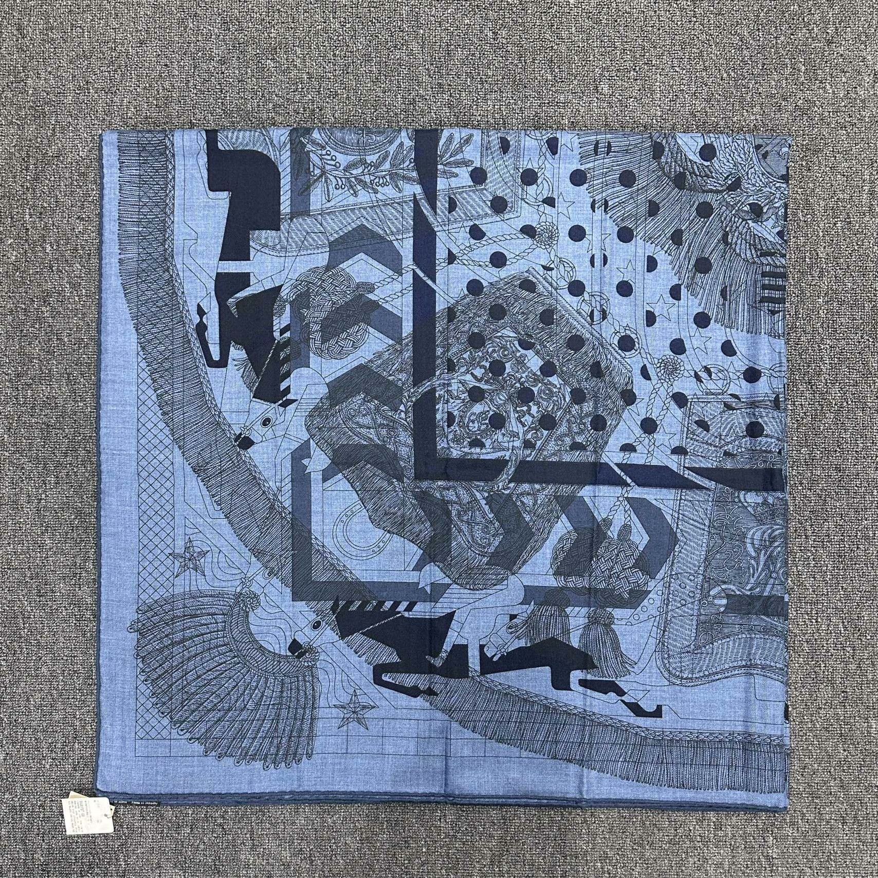 Hermes Hermes Printed Graphic Blue Scarf one size Men Size ONE SIZE - 1 Thumbnail