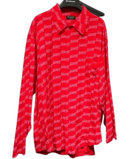 Balenciaga o1w1db11224 BB Monogram Minimal Shirt Large Fit in Red Size M / US 6-8 / IT 42-44 - 1 Thumbnail