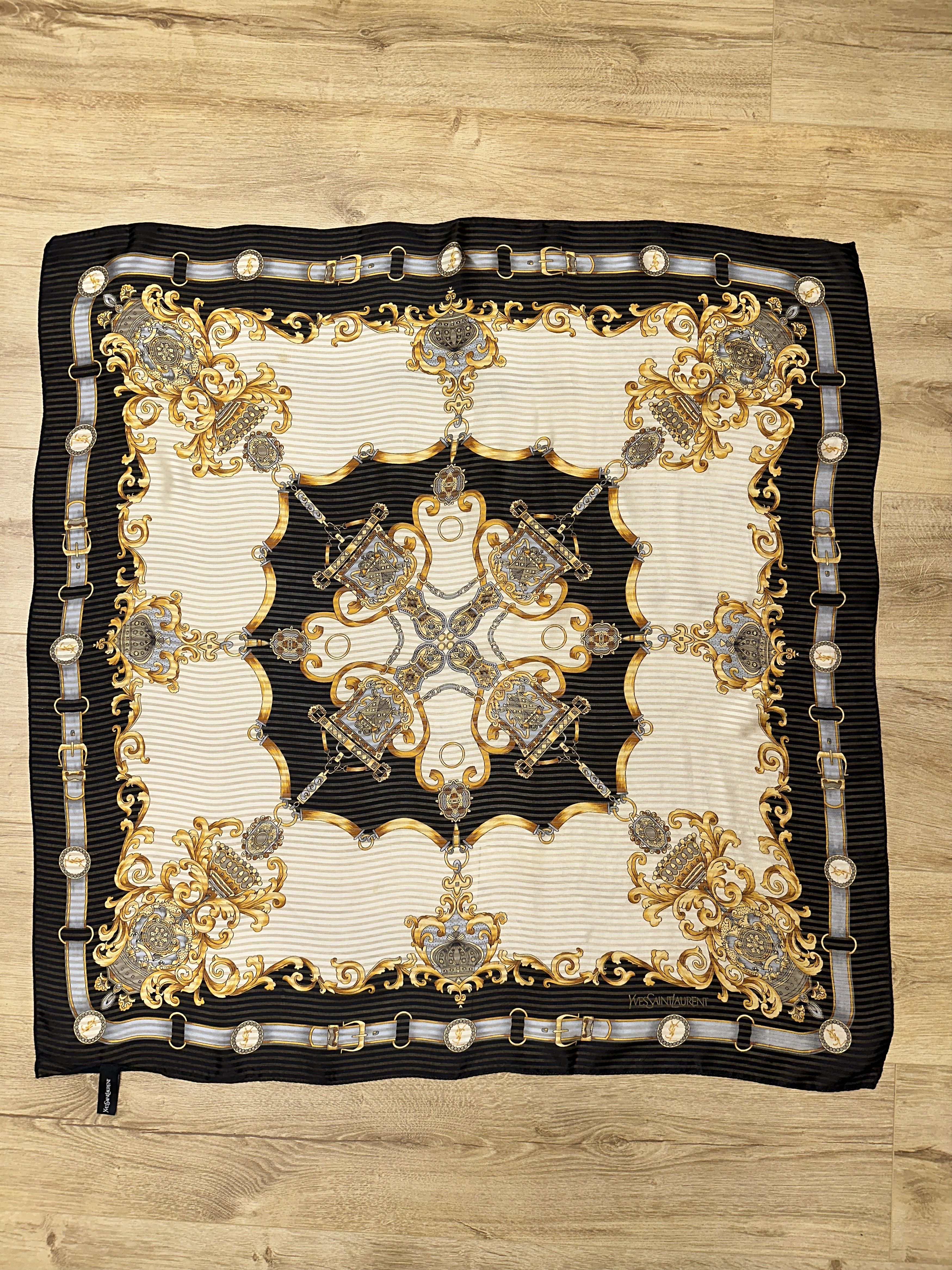 Yves Saint Laurent Yves Saint Laurent Silk Scarf Baroque Chain 85cm Square Size ONE SIZE - 6 Thumbnail