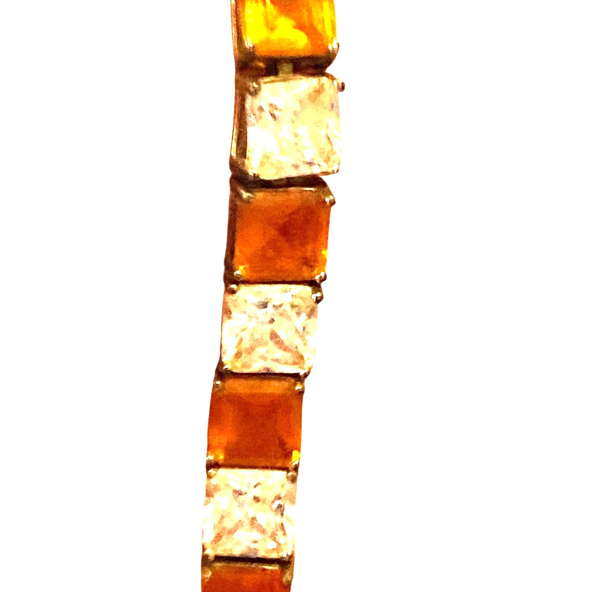 Other Citrine & White Topaz Sterling Silver Tennis Bracelet 7.5 In Size ONE SIZE - 3 Thumbnail