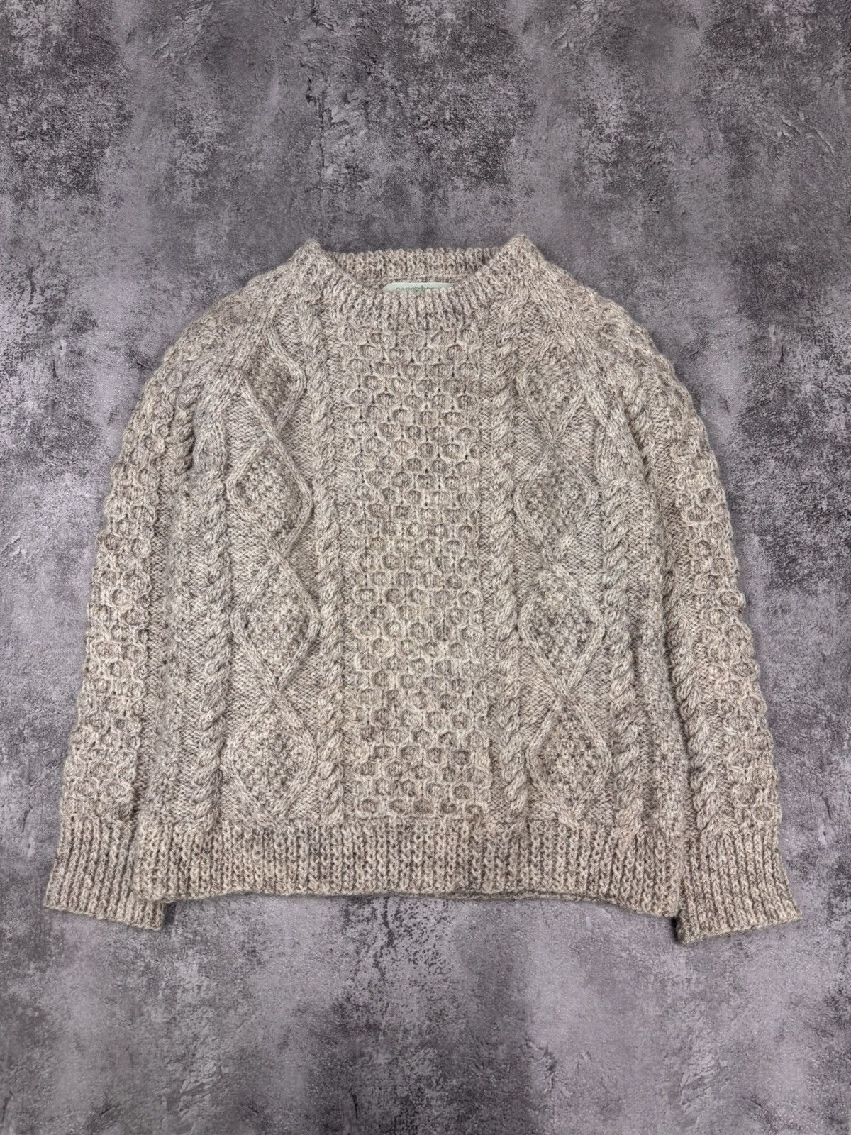 Carraig Donn Carraig Donn Handknits Women Aran Cable Knit Sweater Beige Size XS / US 0-2 / IT 36-38 - 1 Thumbnail