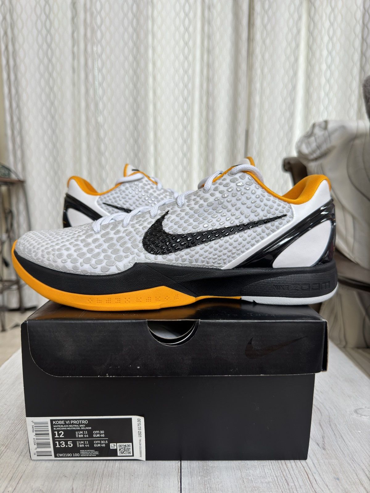 Nike Kobe 6 Protro White Del Sol Size US 12 / EU 45 - 1 Thumbnail