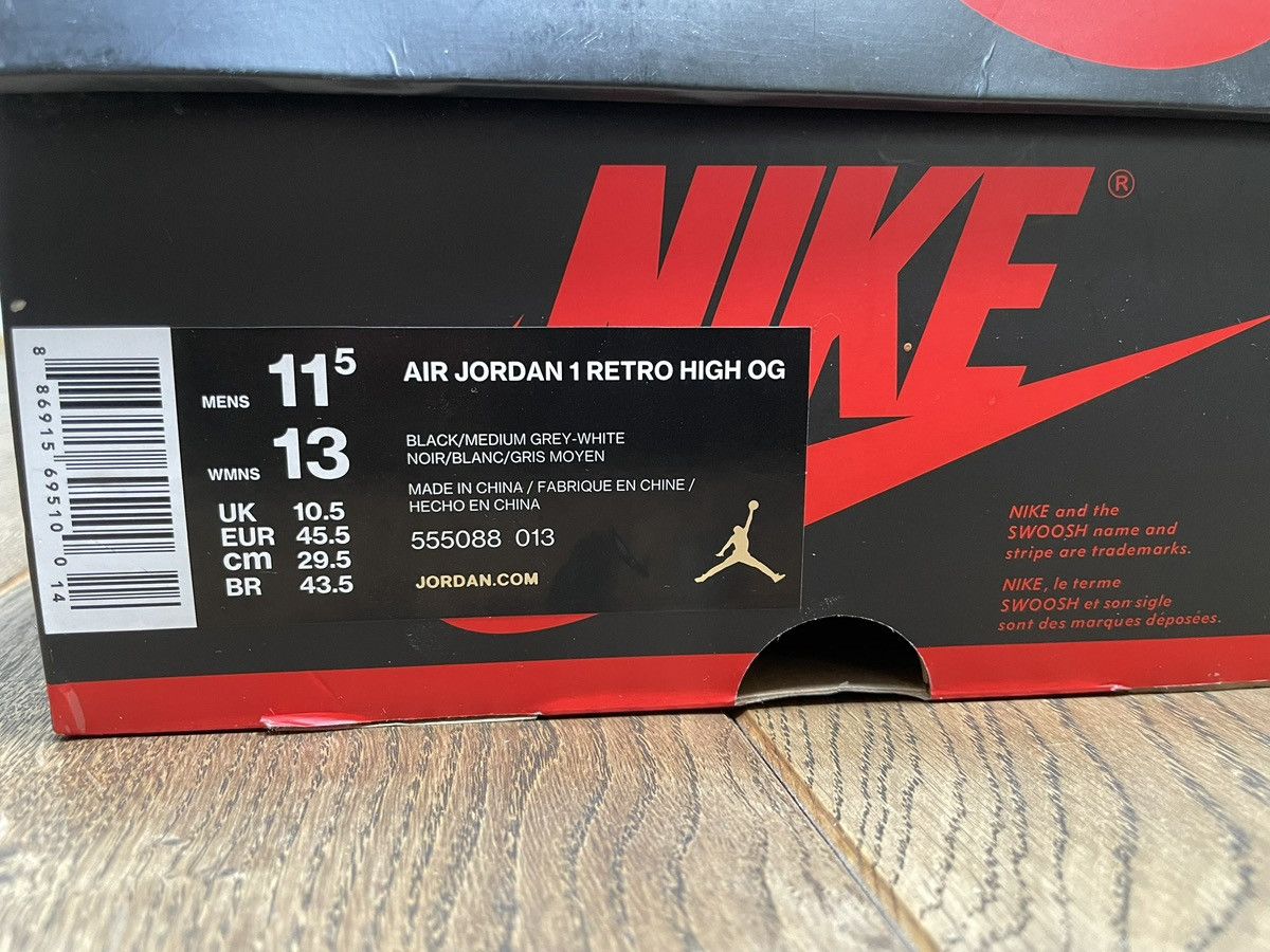 Nike Nike air jordan 1 high shadow black/medium grey-white Size US 11.5 / EU 44-45 - 12 Thumbnail