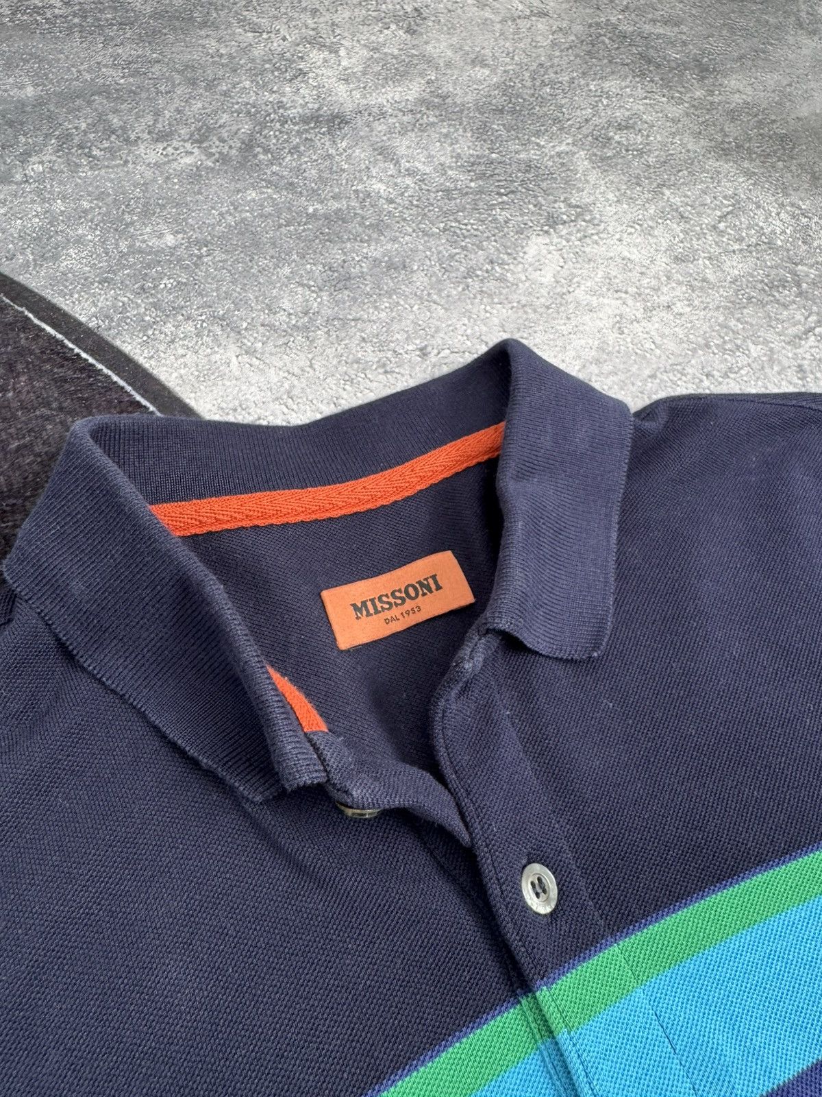 Missoni Missoni Italy Luxury Striped Long Sleeve Navy/ Green/Blue Size US S / EU 44-46 / 1 - 7 Thumbnail
