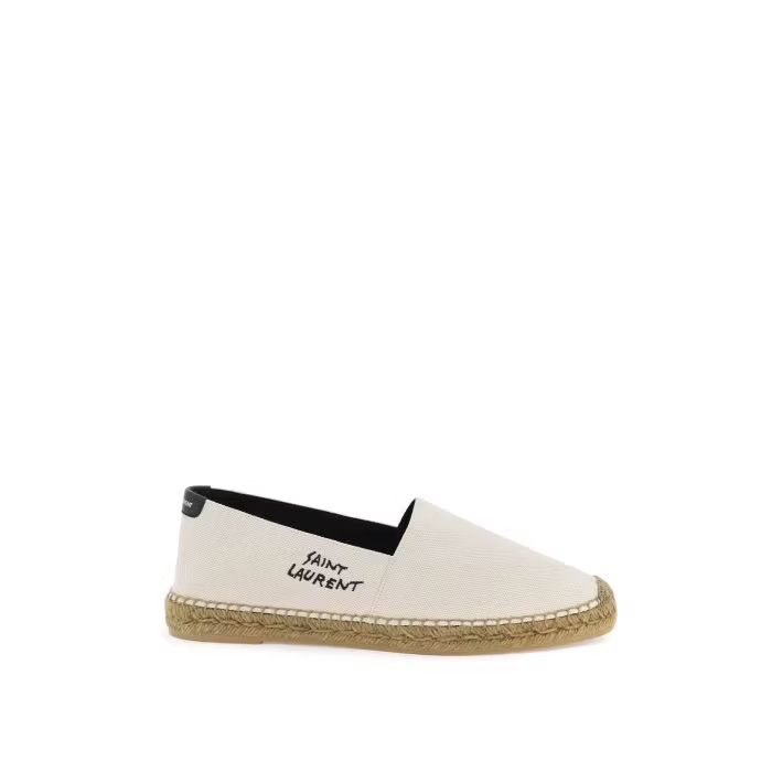 image of Saint Laurent Paris O1S22I1N0524 Embroidered Espadrilles In Beige Shoes, Men's (Size 7)