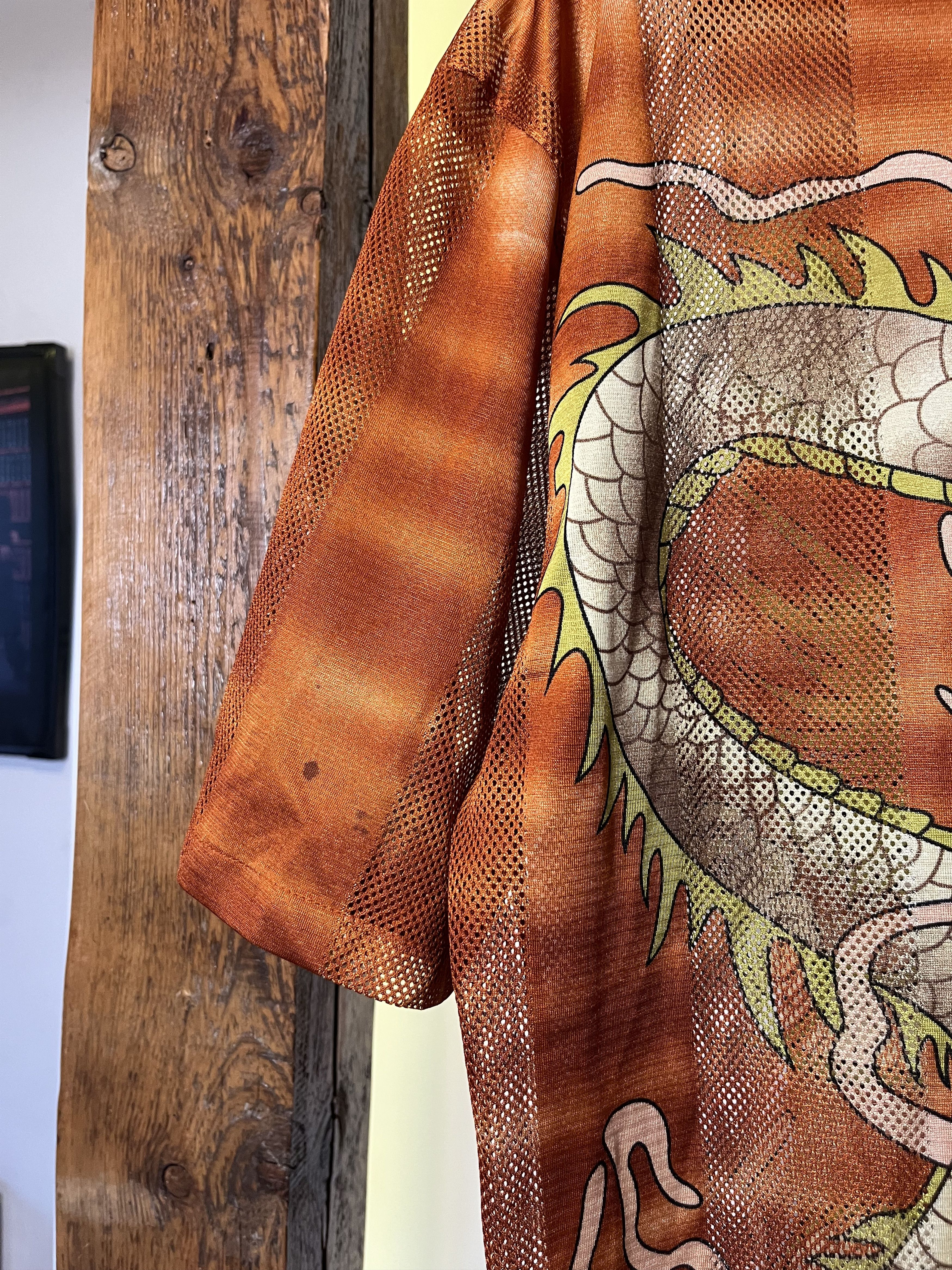 Japanese Brand × Vintage Vintage y2k Dragon Mesh Shirt Avant Garde Anime Crazy Size US XL / EU 56 / 4 - 6 Thumbnail
