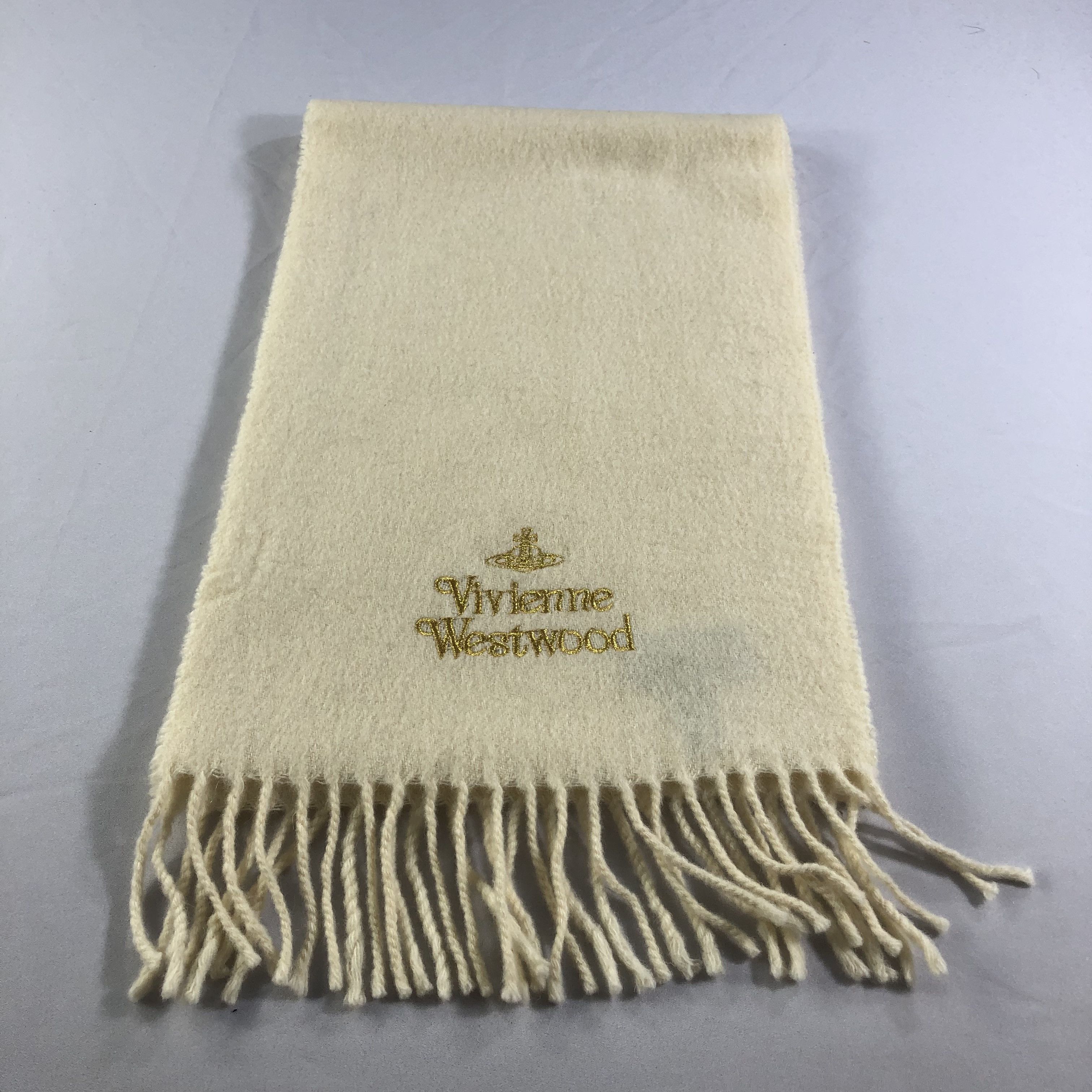 Vivienne Westwood Vivienne Westwood Plain Cream Wool Scarf Muffler V1468 Size ONE SIZE - 1 Thumbnail