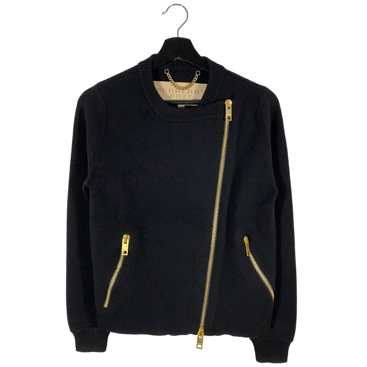 Burberry Burberry Brit Asymmetrical Biker knit sweater black Size S / US 4 / IT 40 - 1 Thumbnail