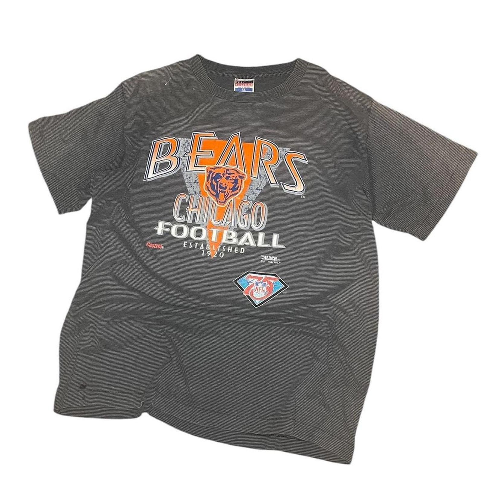 NFL × Vintage Vintage 1994 Chicago Bears Trench NFL Pinstriped Tee Size US XL / EU 56 / 4 - 1 Thumbnail