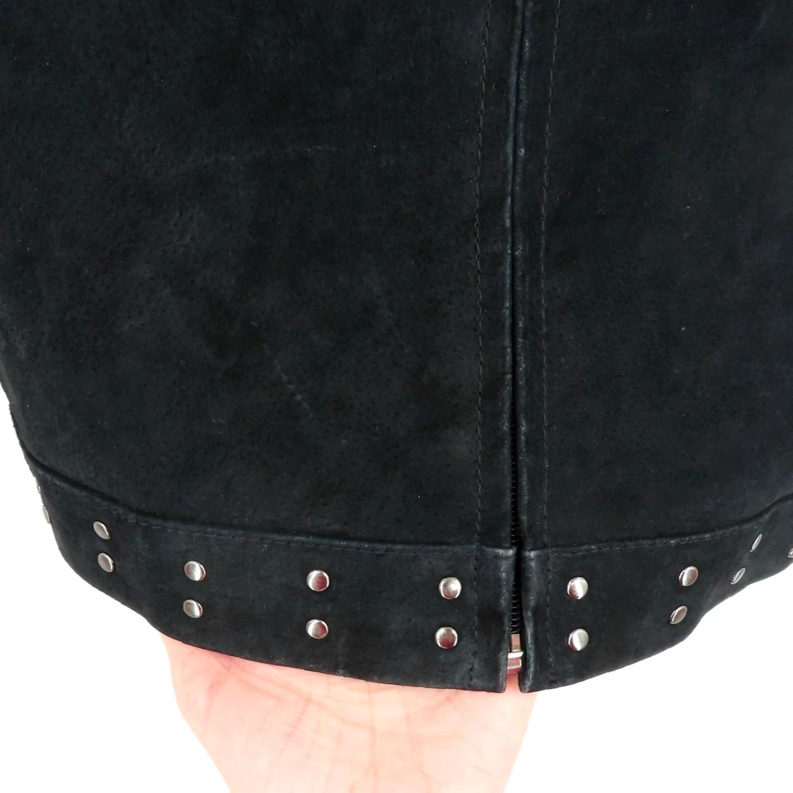 Vintage VINTAGE Escapade Jacket Women L Black Leather Knit Light Zippered Coat Size L / US 10 / IT 46 - 4 Thumbnail