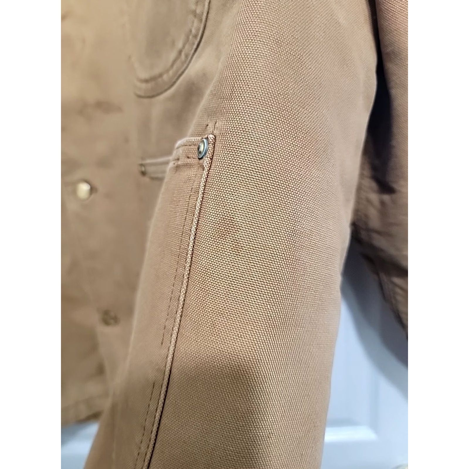 Carhartt VINTAGE Carhartt Jacket Workwear Canvas Cotton Lined Tan 2XL Mens Distressed Front Back Sleeves Chest 25.5 Length 29.5 Mw2/26 Size US XXL / EU 58 / 5 - 7 Thumbnail