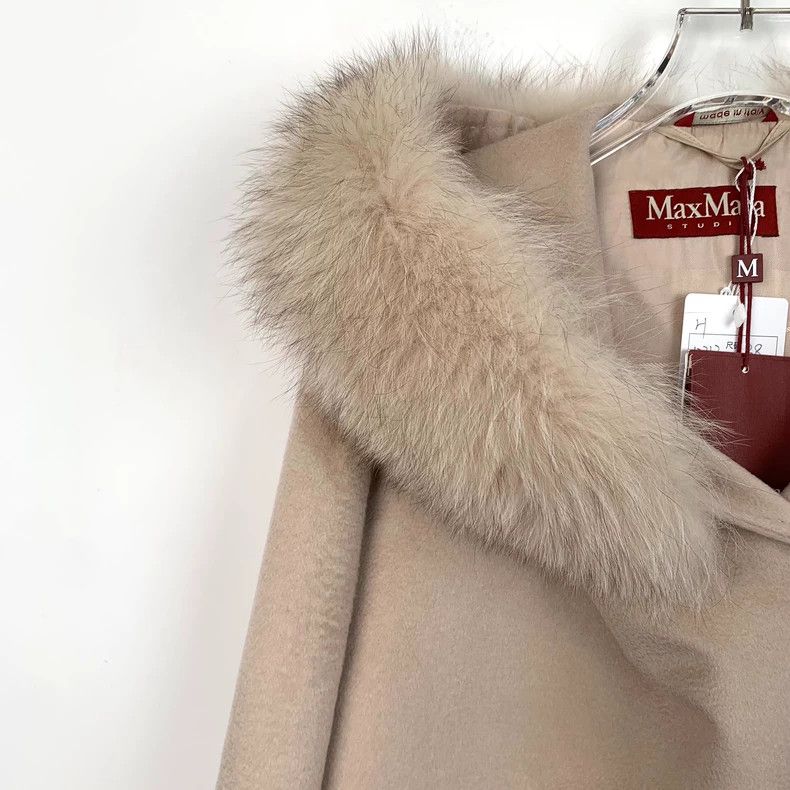 Max Mara Max Mara Apricot hooded wool-collared cashmere coat Size S / US 4 / IT 40 - 3 Thumbnail