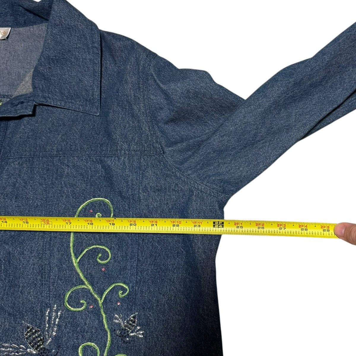 Vintage Tapestry Patch Cotton Flower Floral Denim Jacket Women's XL Size XL / US 12-14 / IT 48-50 - 5 Thumbnail