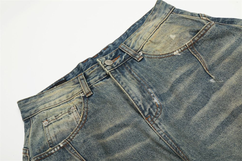 Vintage Retro men's washed ink-splashed distressed scimitar jeans Size US 32 / EU 48 - 3 Thumbnail