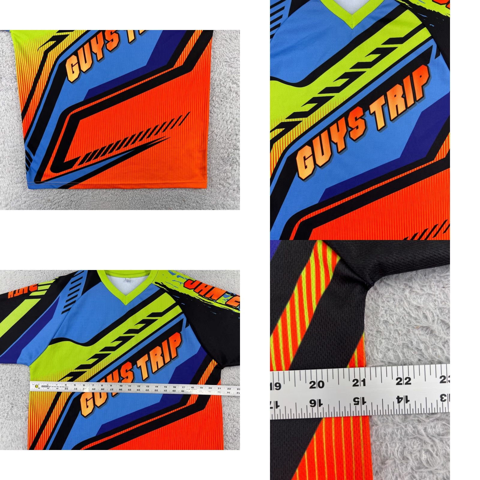 Vintage Guys Jersey Mens Large Blue Orange MX BMX Short Sleeve V-Neck Polyester Shirt Adult Large Orange Jersey logo Size US L / EU 52-54 / 3 - 8 Thumbnail