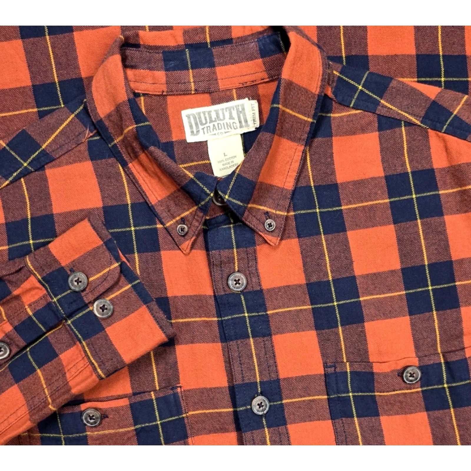 Vintage Duluth Shirt Mens L Orange Blue Buffalo Plaid Button-Up Long Sleeve Cotton Flannel Outdoor Classic Workwear Hunting Size US L / EU 52-54 / 3 - 2 Thumbnail
