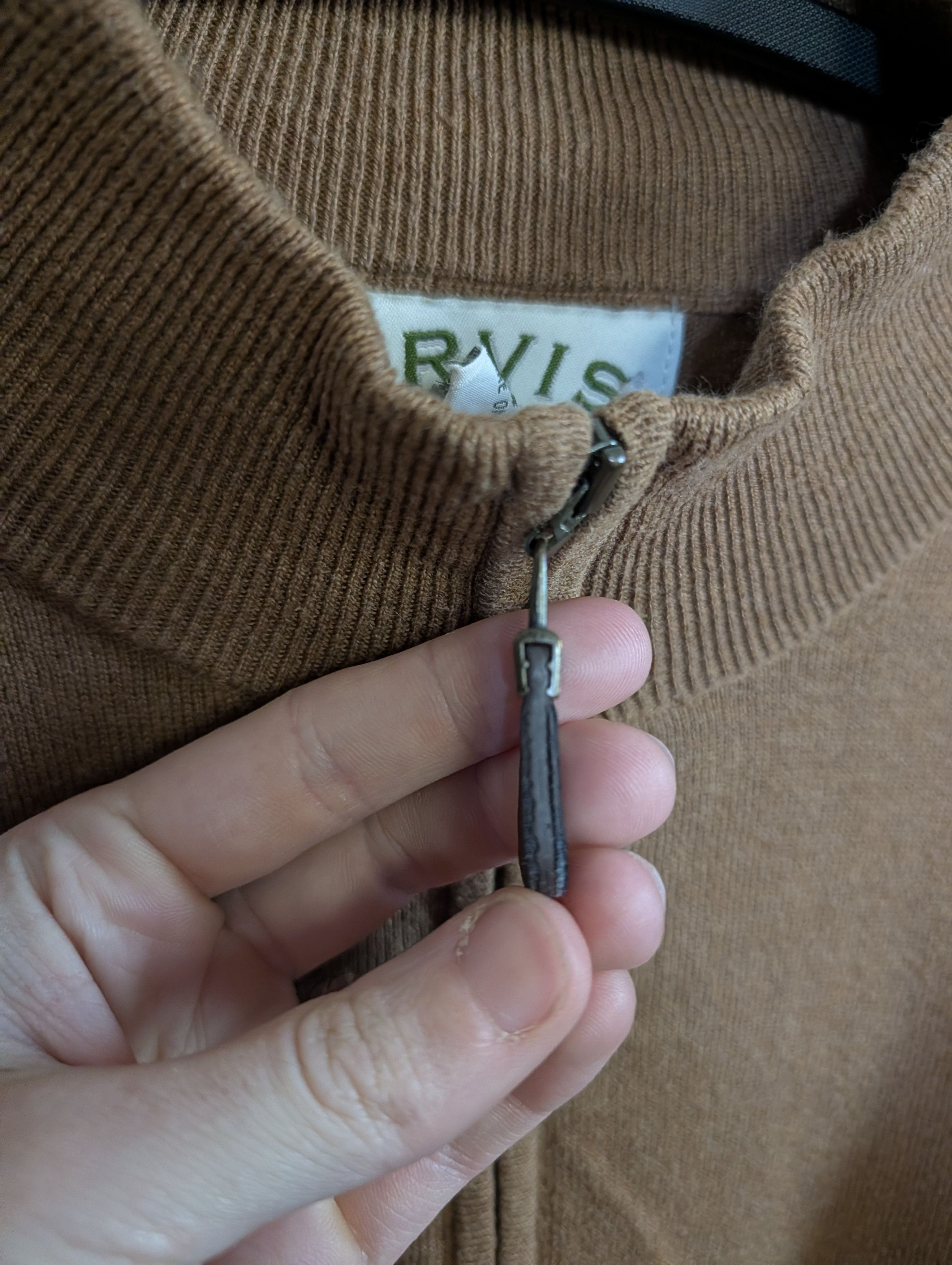 Orvis Cotton/silk/cashmere tan knit 1/4 zip sweater XL Size US XL / EU 56 / 4 - 4 Thumbnail