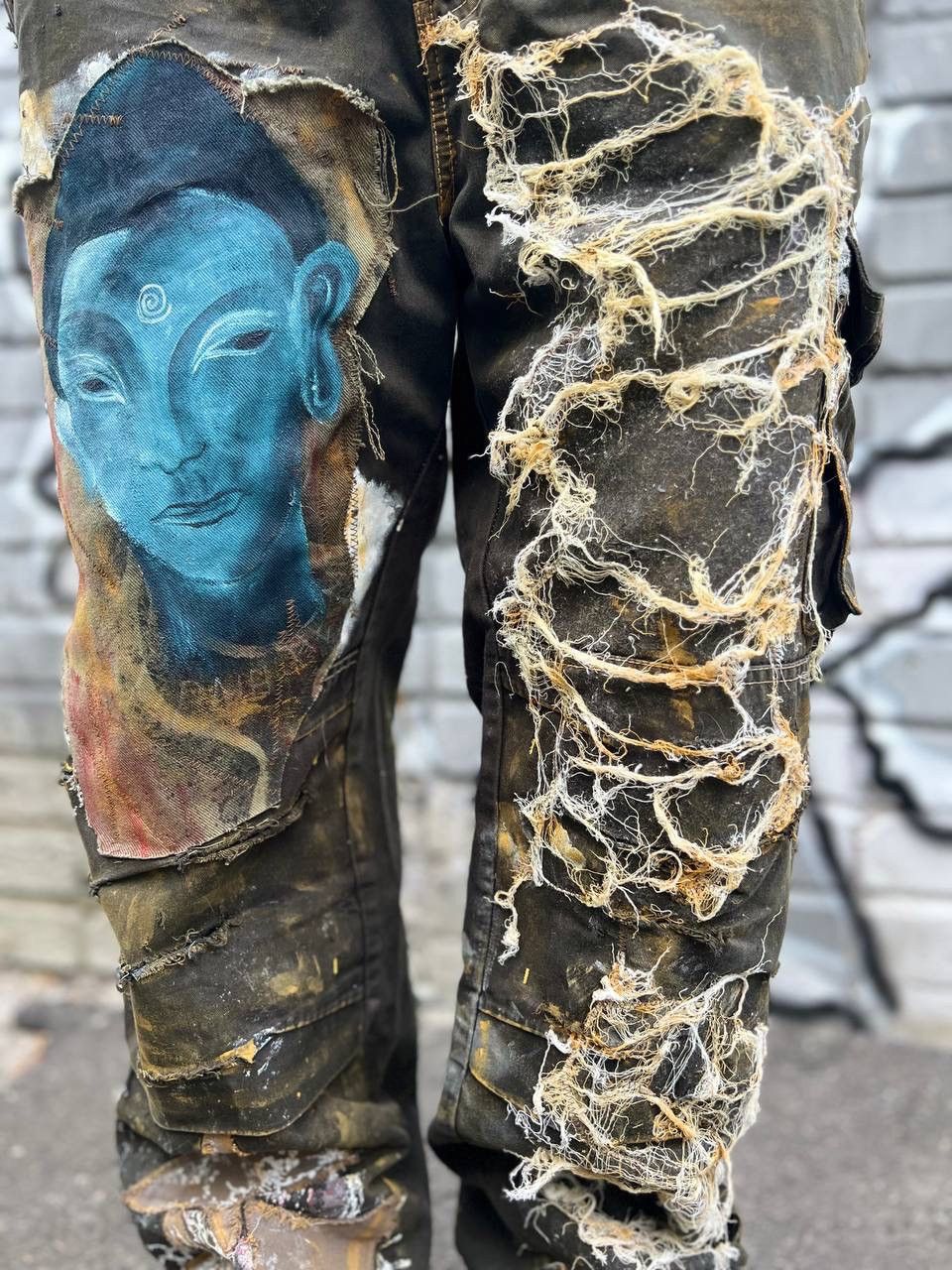 Handmade × Japanese Brand 1of1 custom Distressed Pants Buddha Size US 35 - 5 Thumbnail