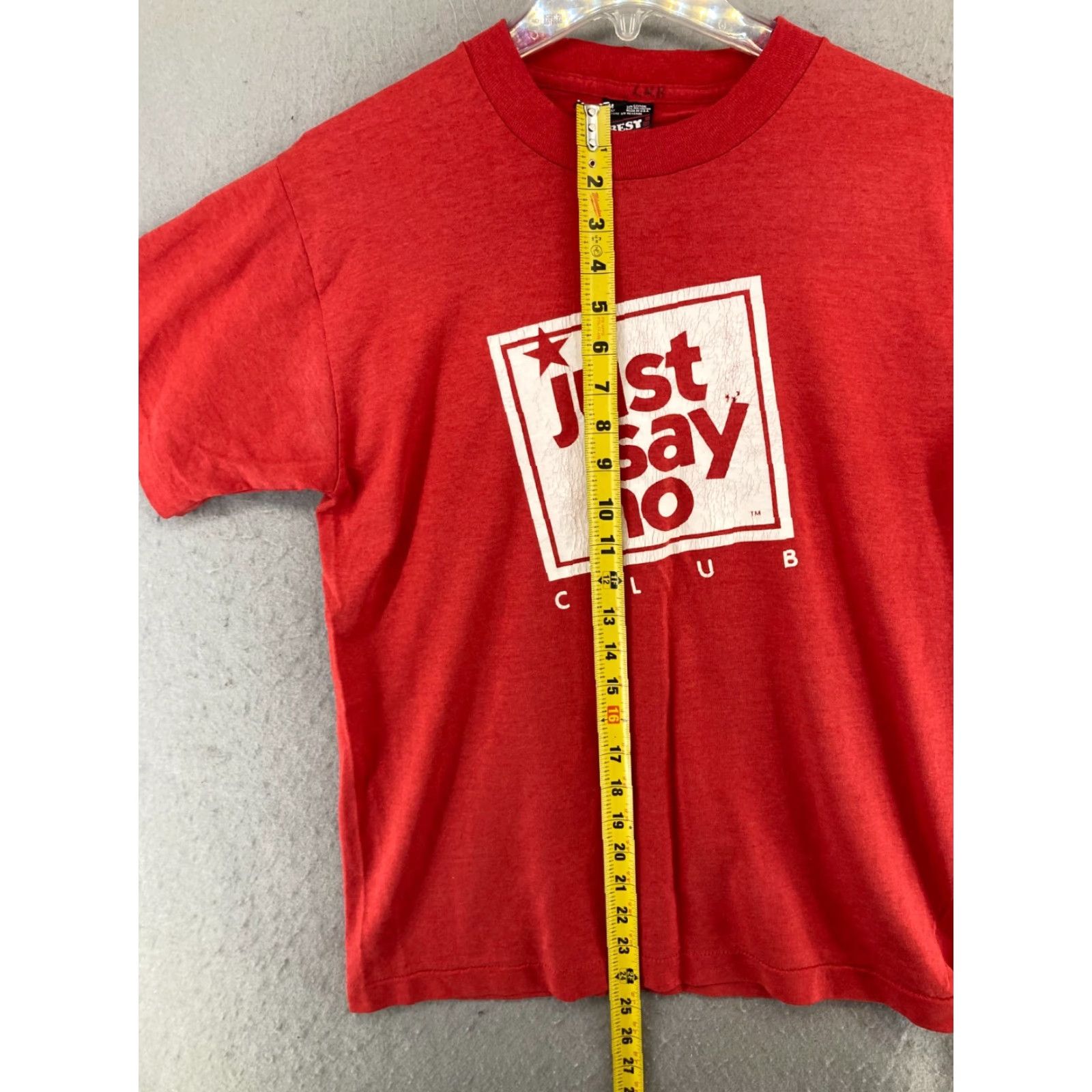 Fruit Of The Loom VINTAGE Fruit of the Loom Just Say No Club Shirt Medium Red 90s Y2K USA Mens Size US M / EU 48-50 / 2 - 3 Thumbnail