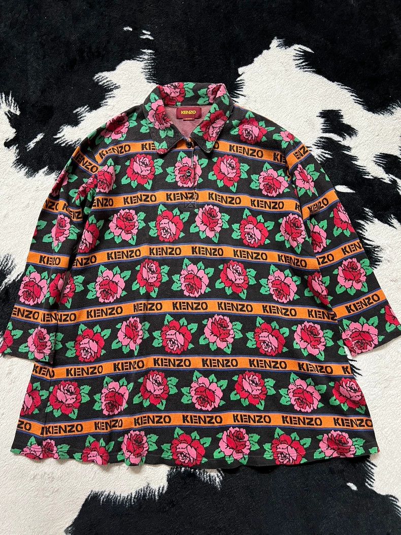 Kenzo KENZO Full print logo classic flower shirt Size M / US 6-8 / IT 42-44 - 2 Thumbnail