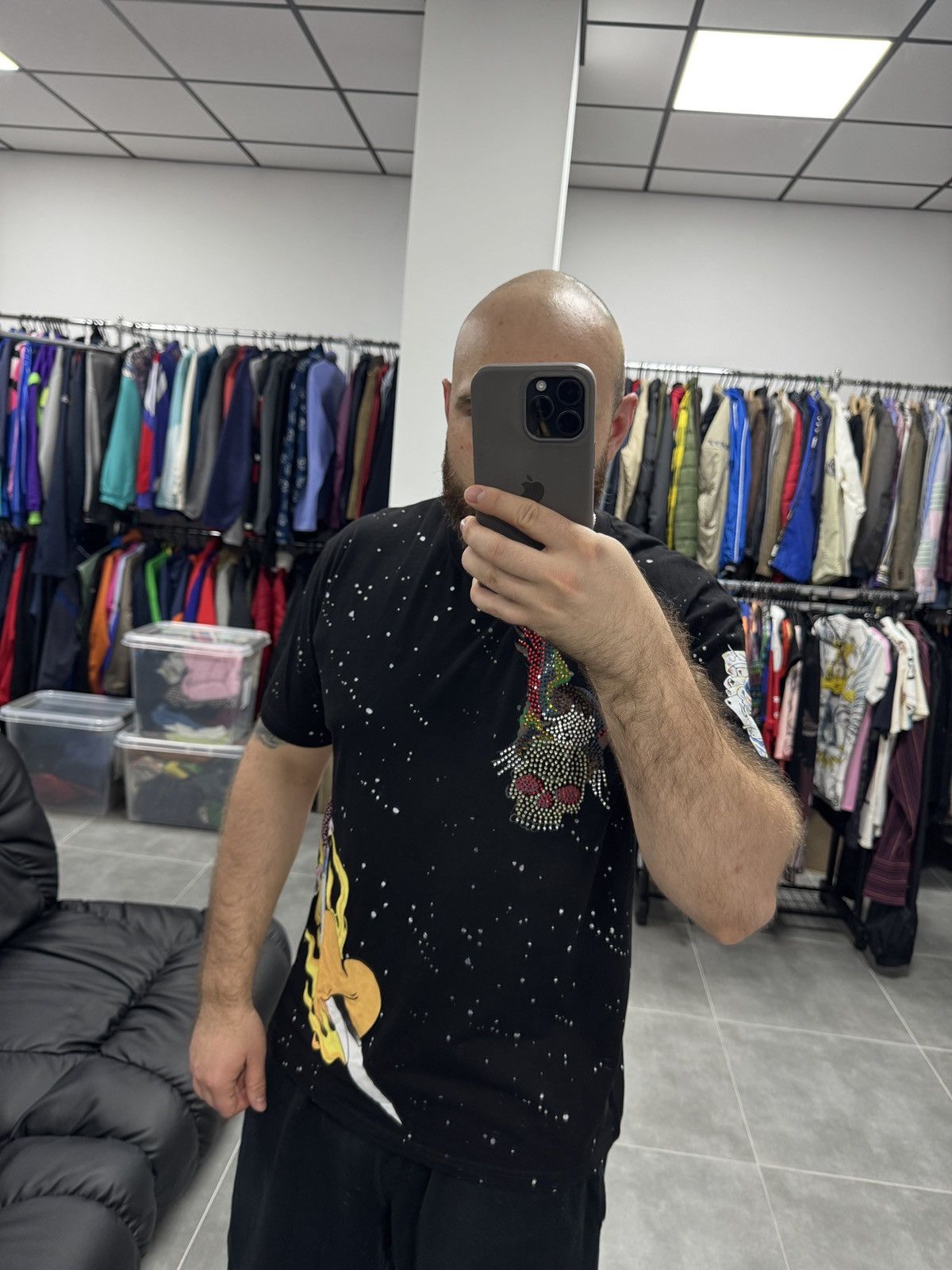 Christian Audigier × Ed Hardy Christian Audigier Tattoo Skulls Y2K Hip Hop T-Shirt Size US XL / EU 56 / 4 - 2 Thumbnail