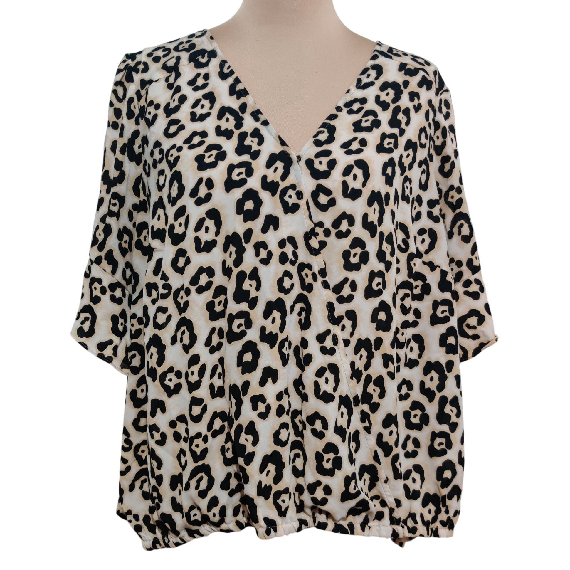 Sanctuary Sanctuary Womens Plus Size Top Blouse Surplice Wrap Leopard Size XL / US 12-14 / IT 48-50 - 1 Thumbnail