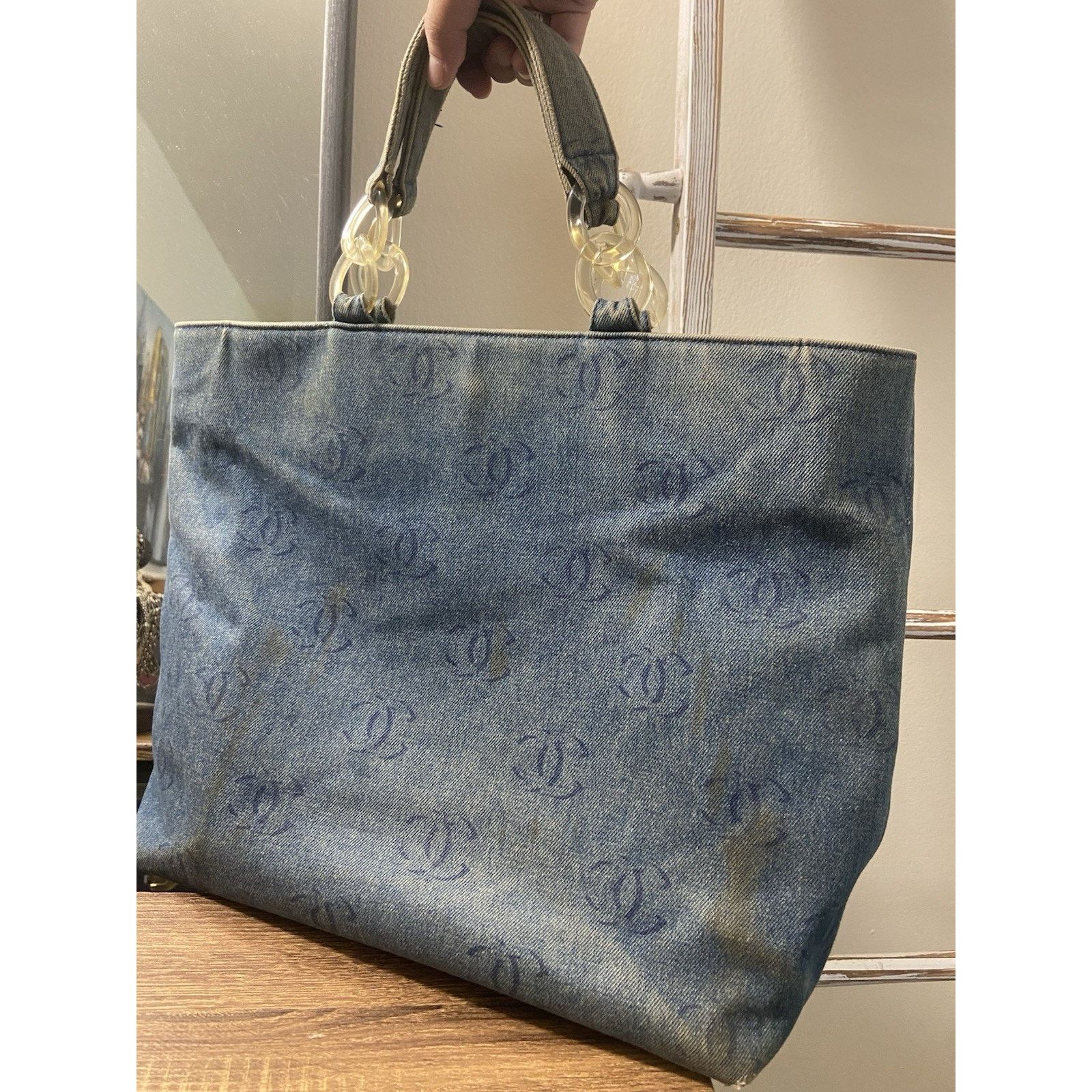 Chanel Chanel ‘02 cruise line large denim blue hand tote bag Size ONE SIZE - 2 Thumbnail