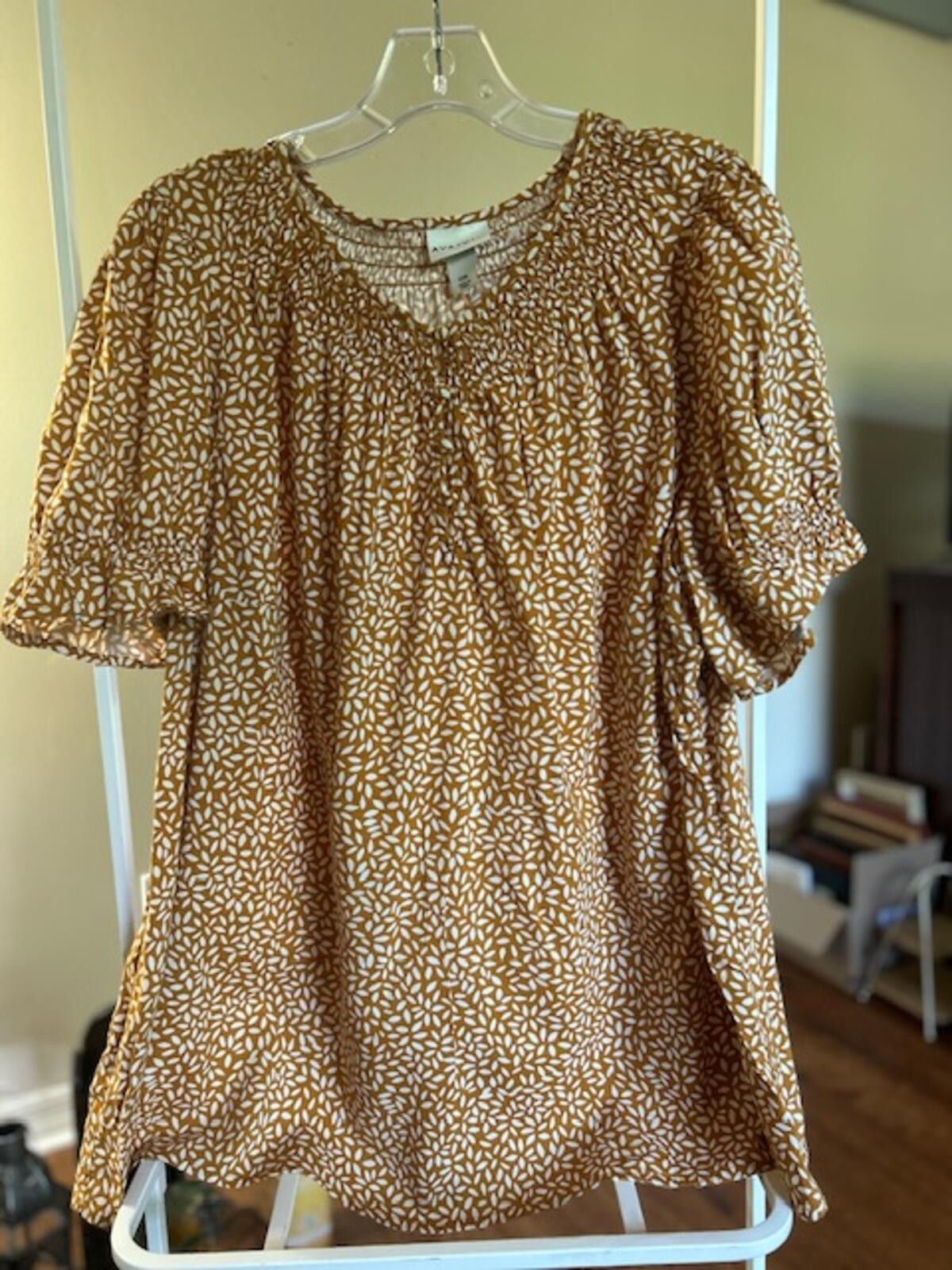 Other Ava & Viv Brown and White Patterned Short Sleeve Blouse XXL Size XXL / US 16-18 / IT 52-54 - 1 Thumbnail